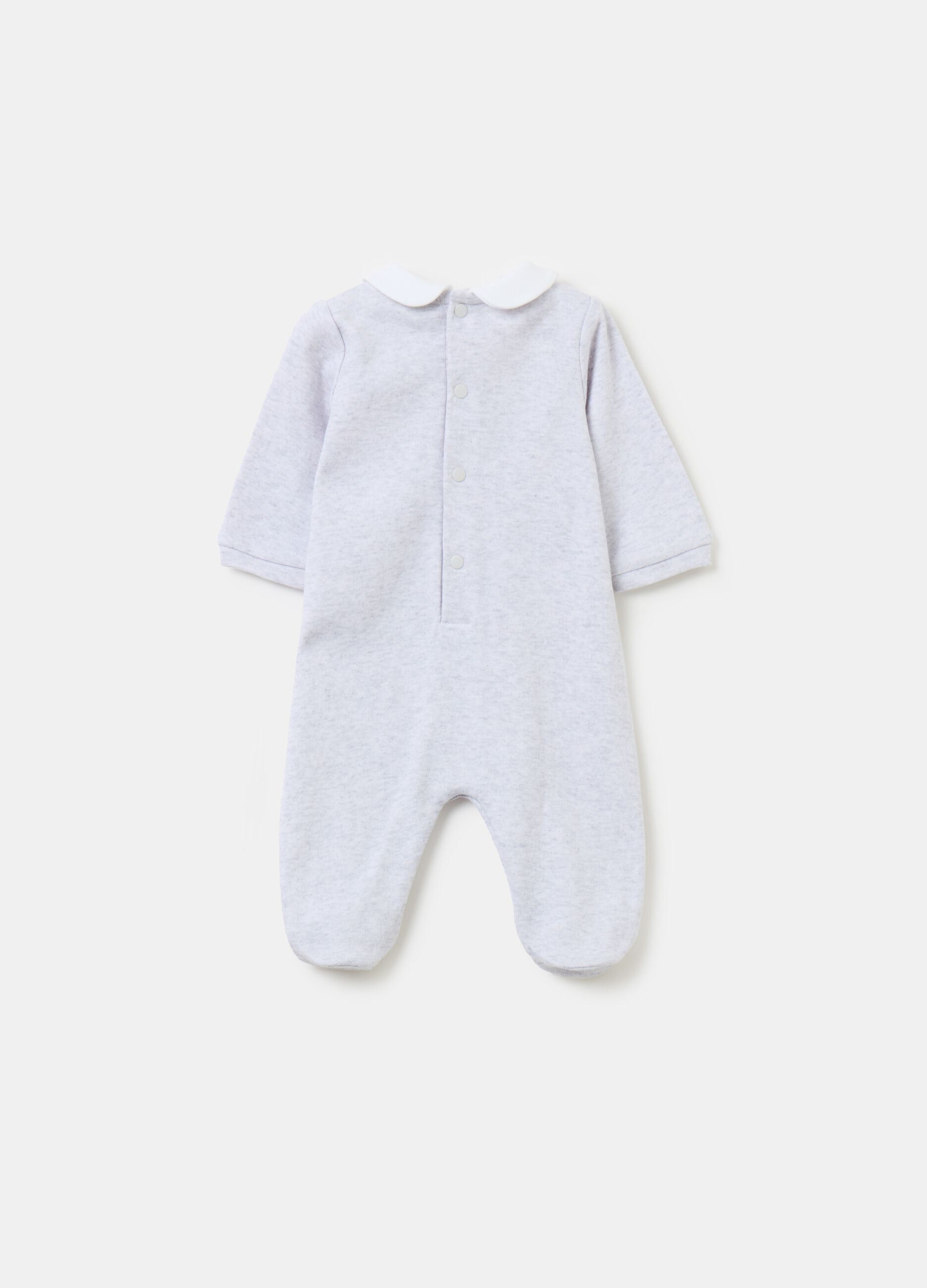 Organic cotton onesie with feet and application