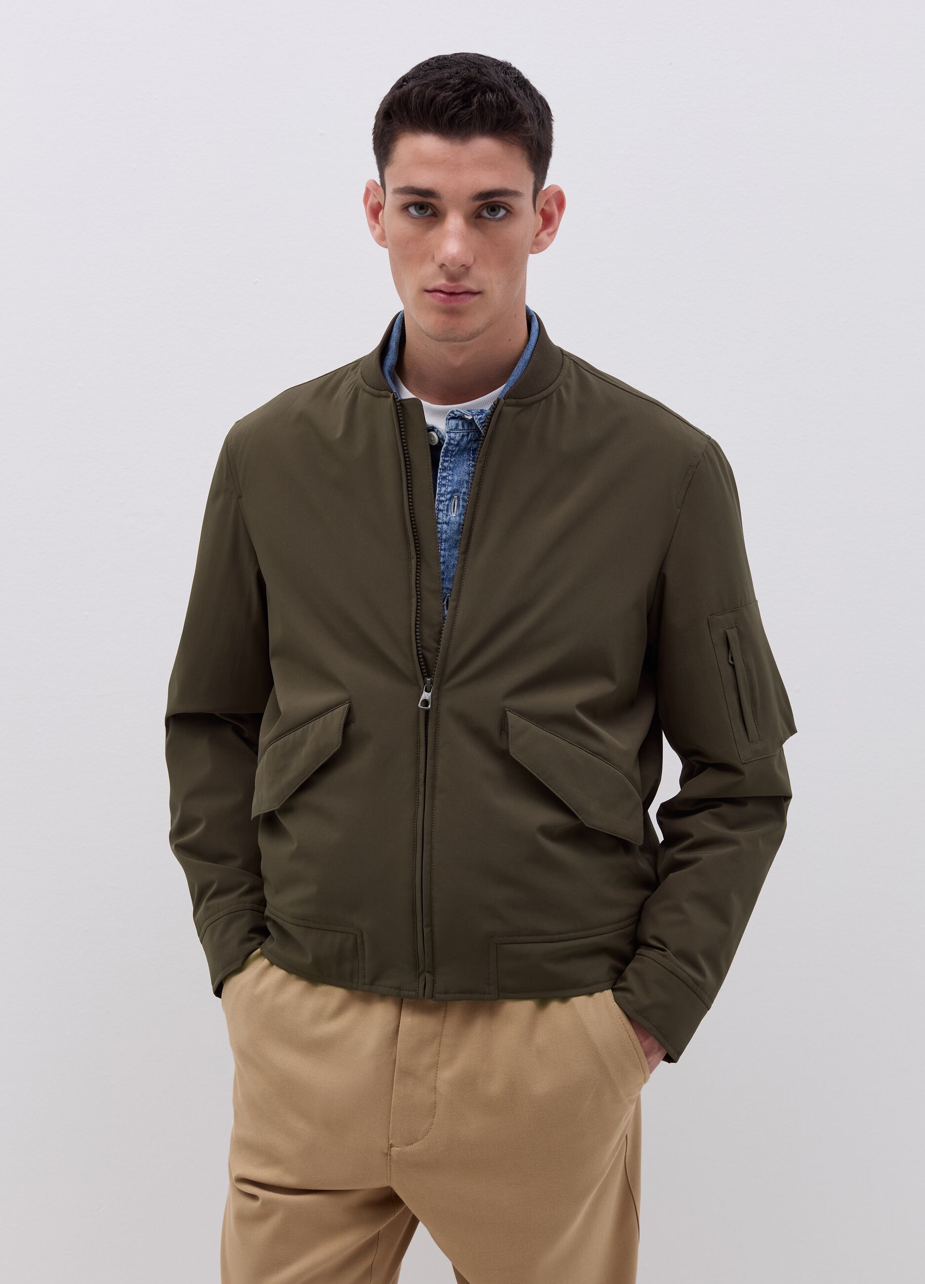 Stretch full-zip bomber jacket