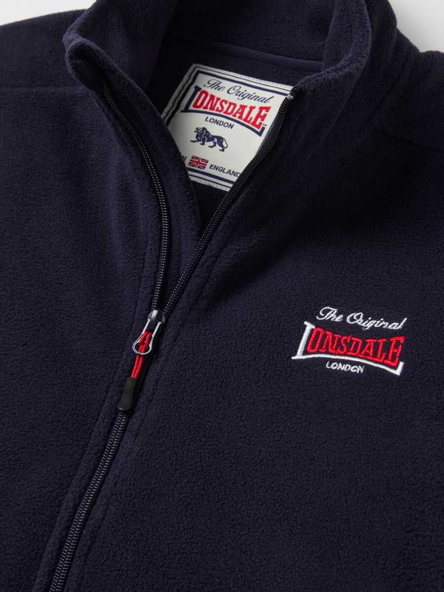 Full-zip sweatshirt in fleece with high neck and logo embroidery_5