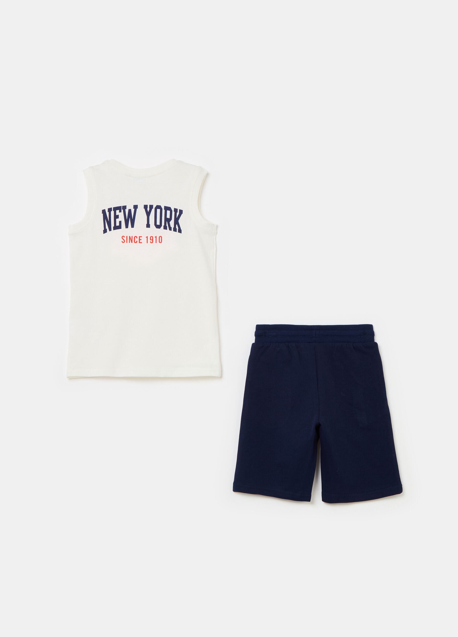 Racerback top and Bermuda shorts with logo print jogging set