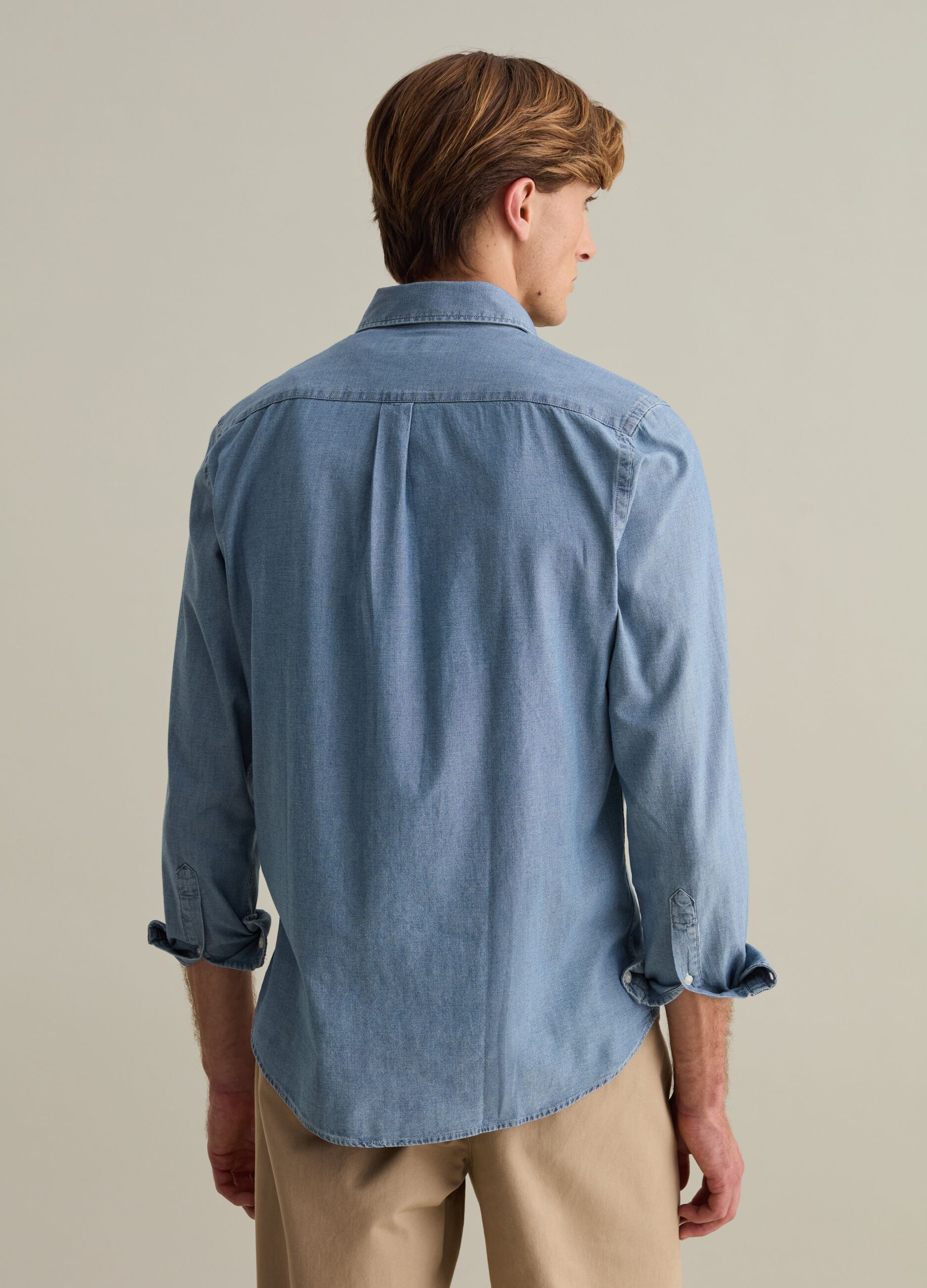 Regular-fit shirt in chambray cotton