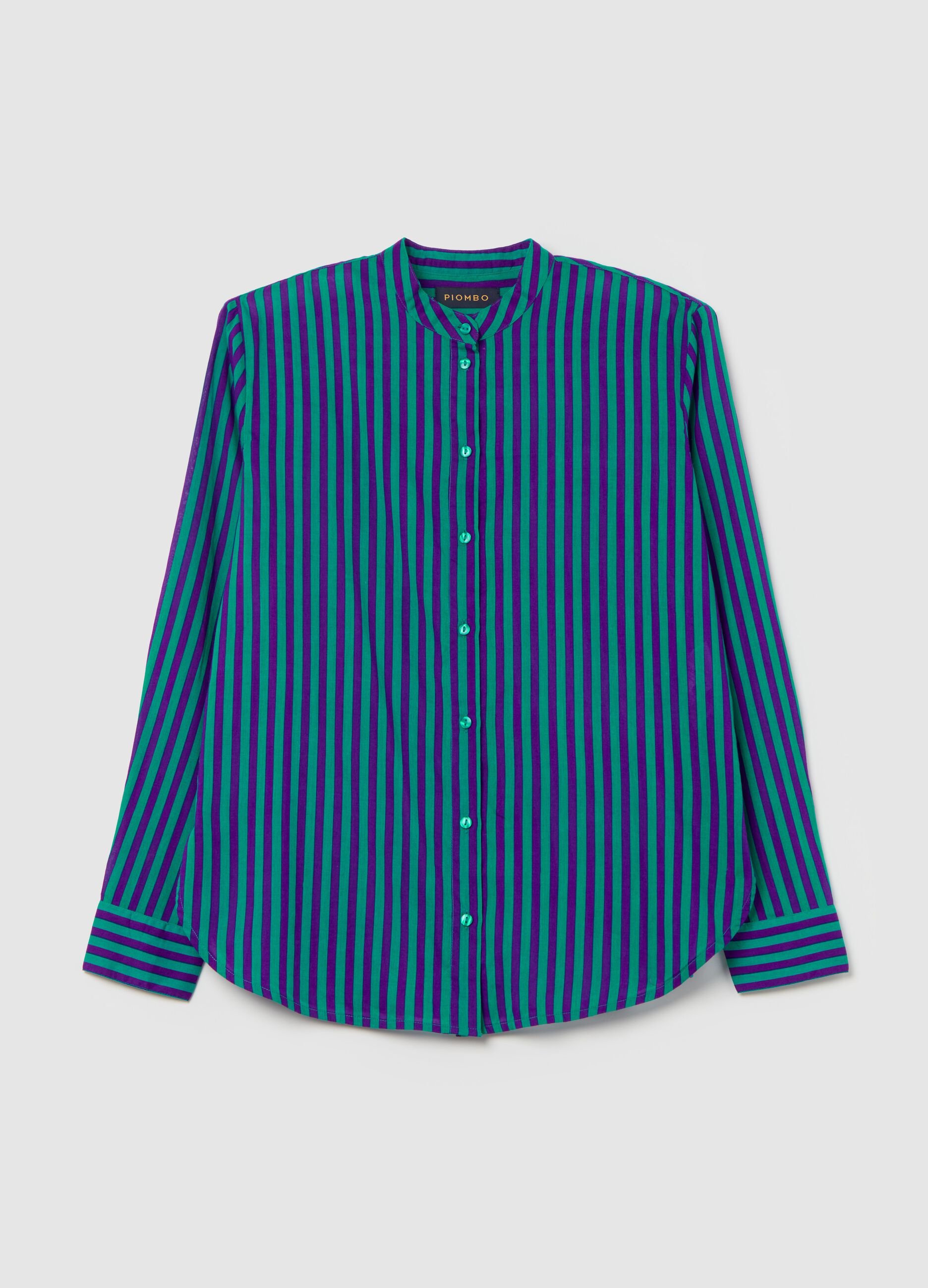 Striped shirt with Mandarin collar