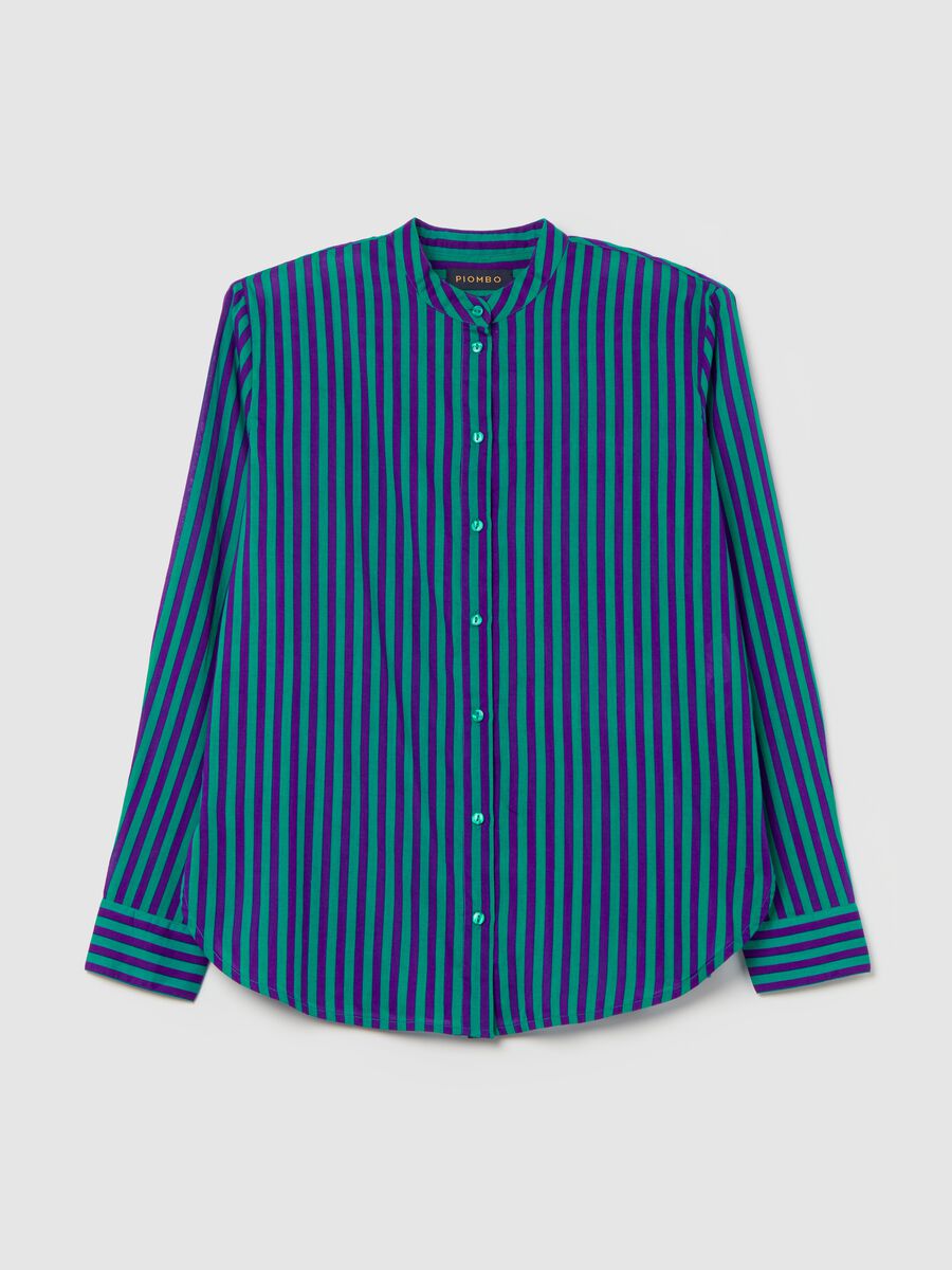 Striped shirt with Mandarin collar_0