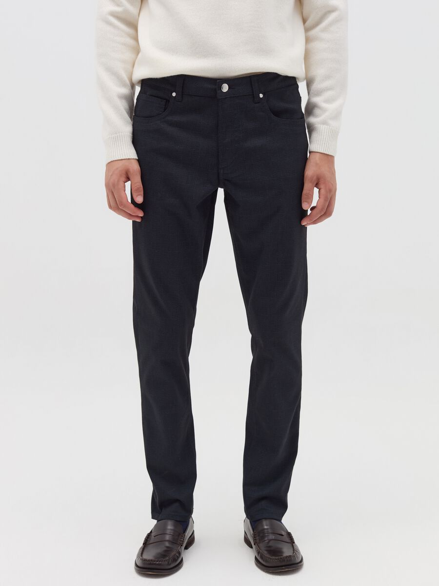 Five-pocket trousers in Prince of Wales fabric_1