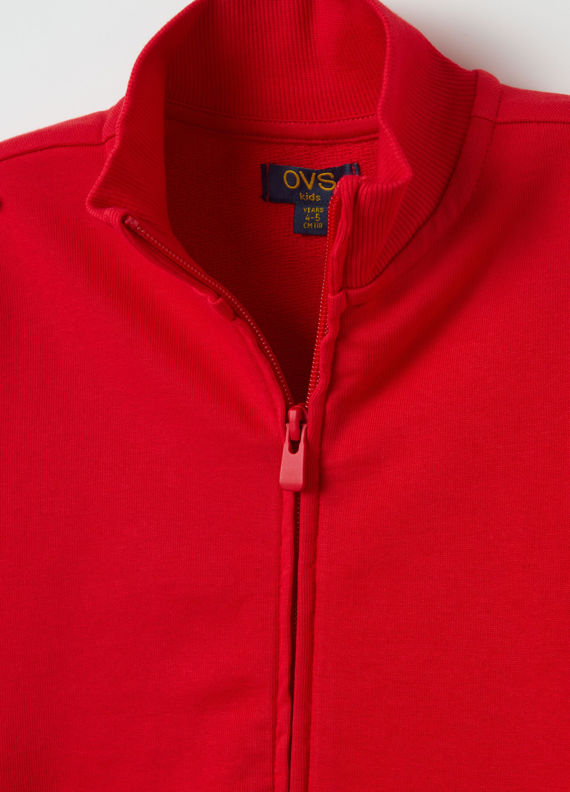 Full-zip sweatshirt in cotton with high neck