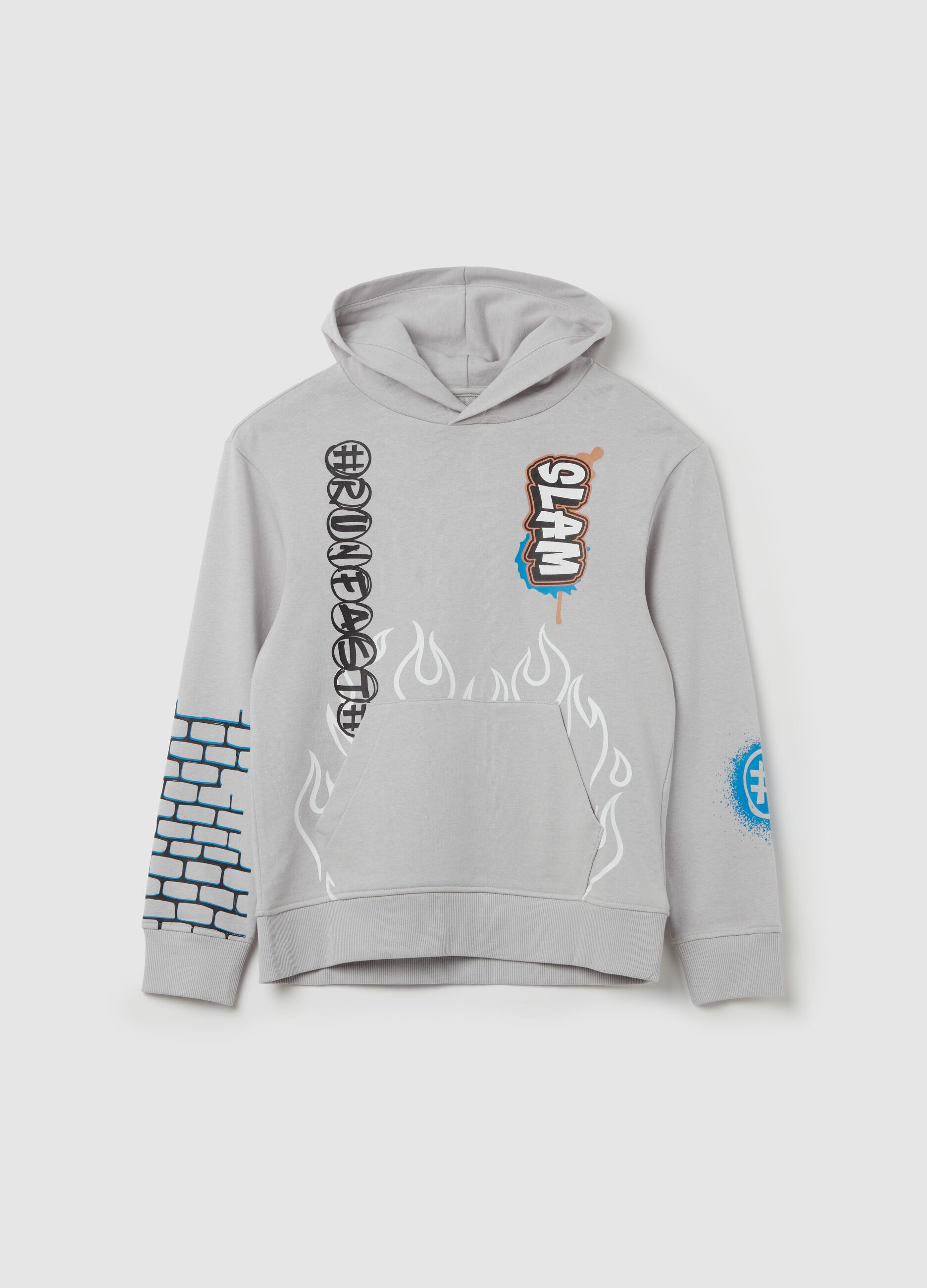 Sweatshirt with hood and "RunFast” print