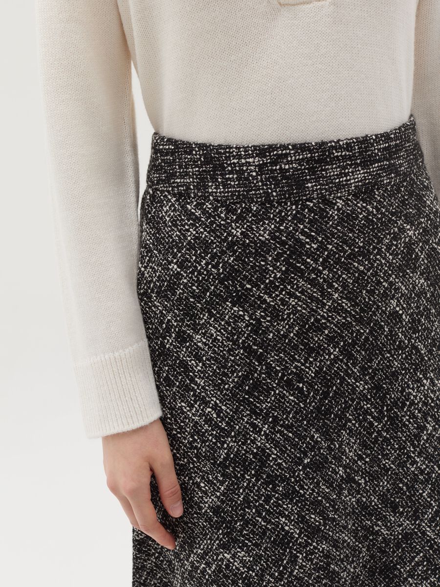 Fringed midi skirt in tweed_3