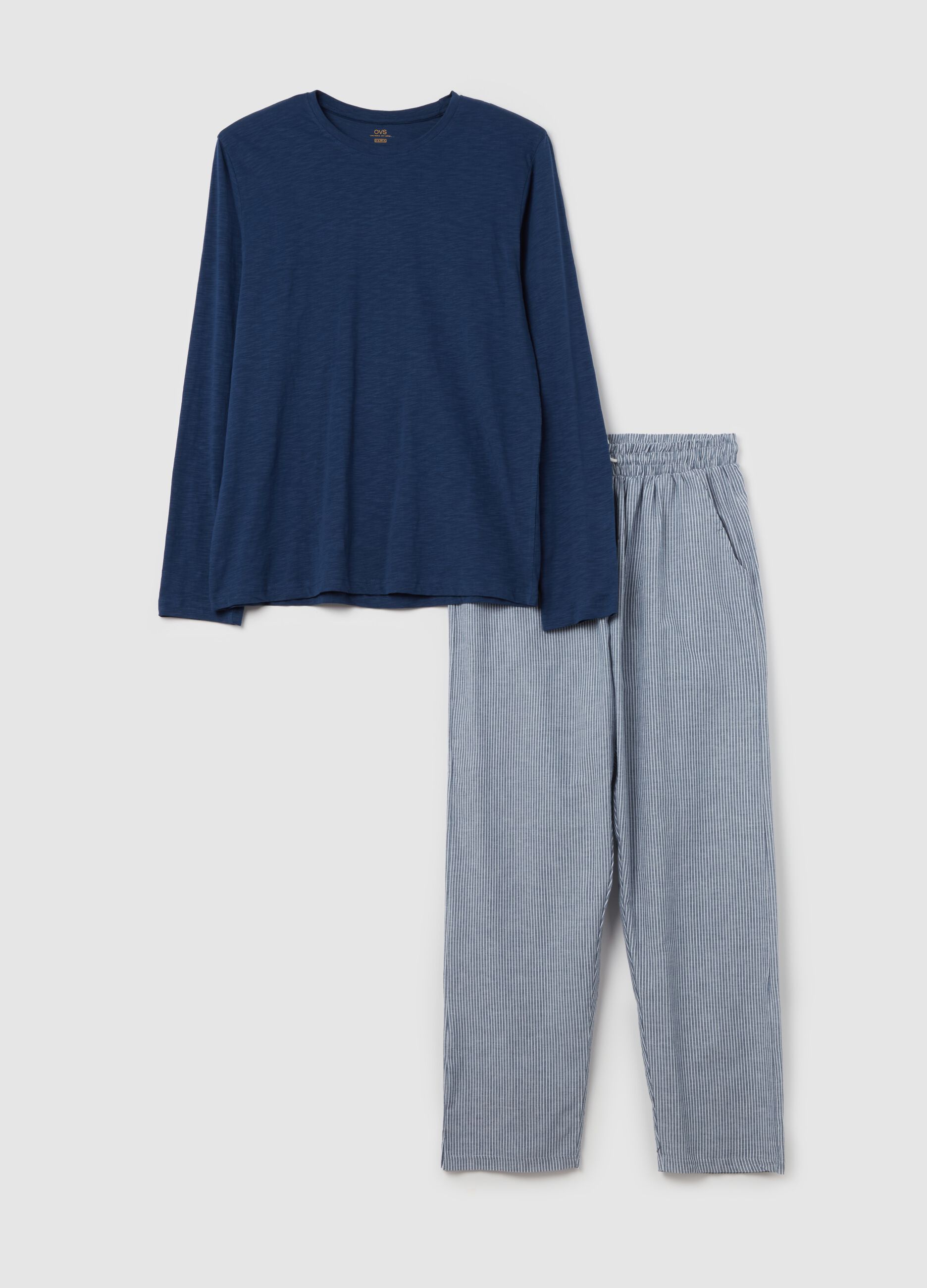 Long pyjamas with top in slub jersey