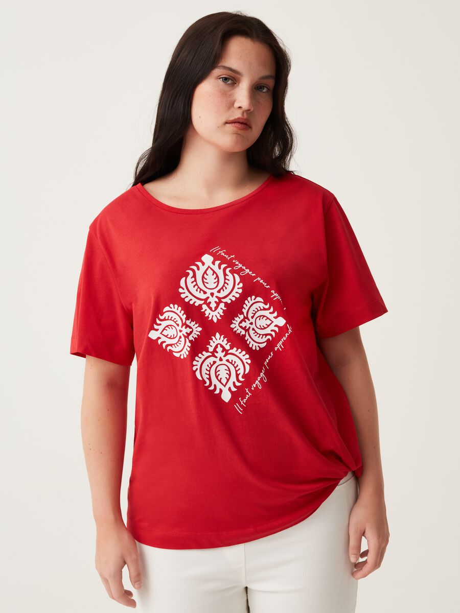 T-shirt con stampa e nodo Curvy MYA_1