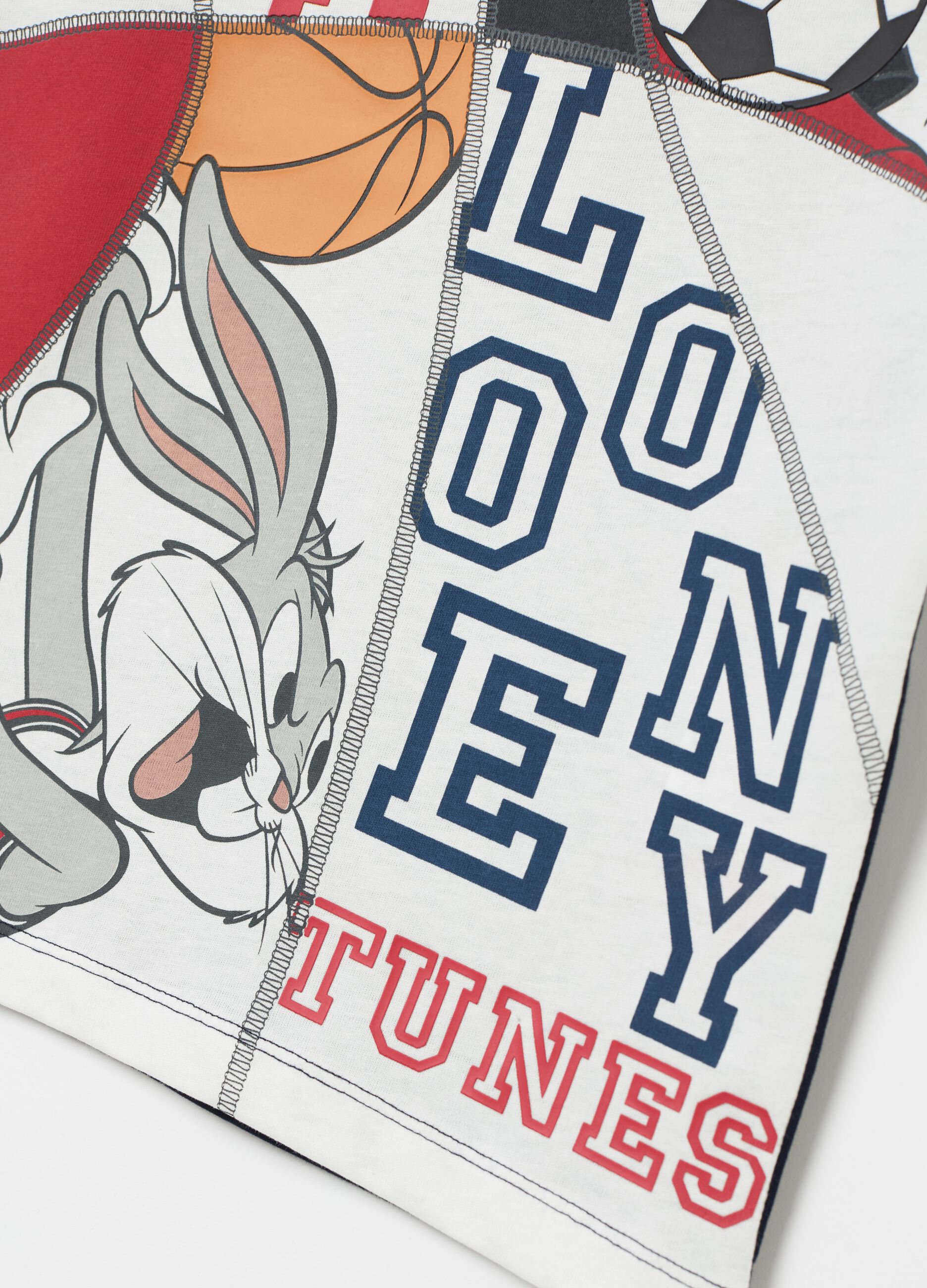 Colourblock T-shirt with Bugs Bunny and Daffy Duck