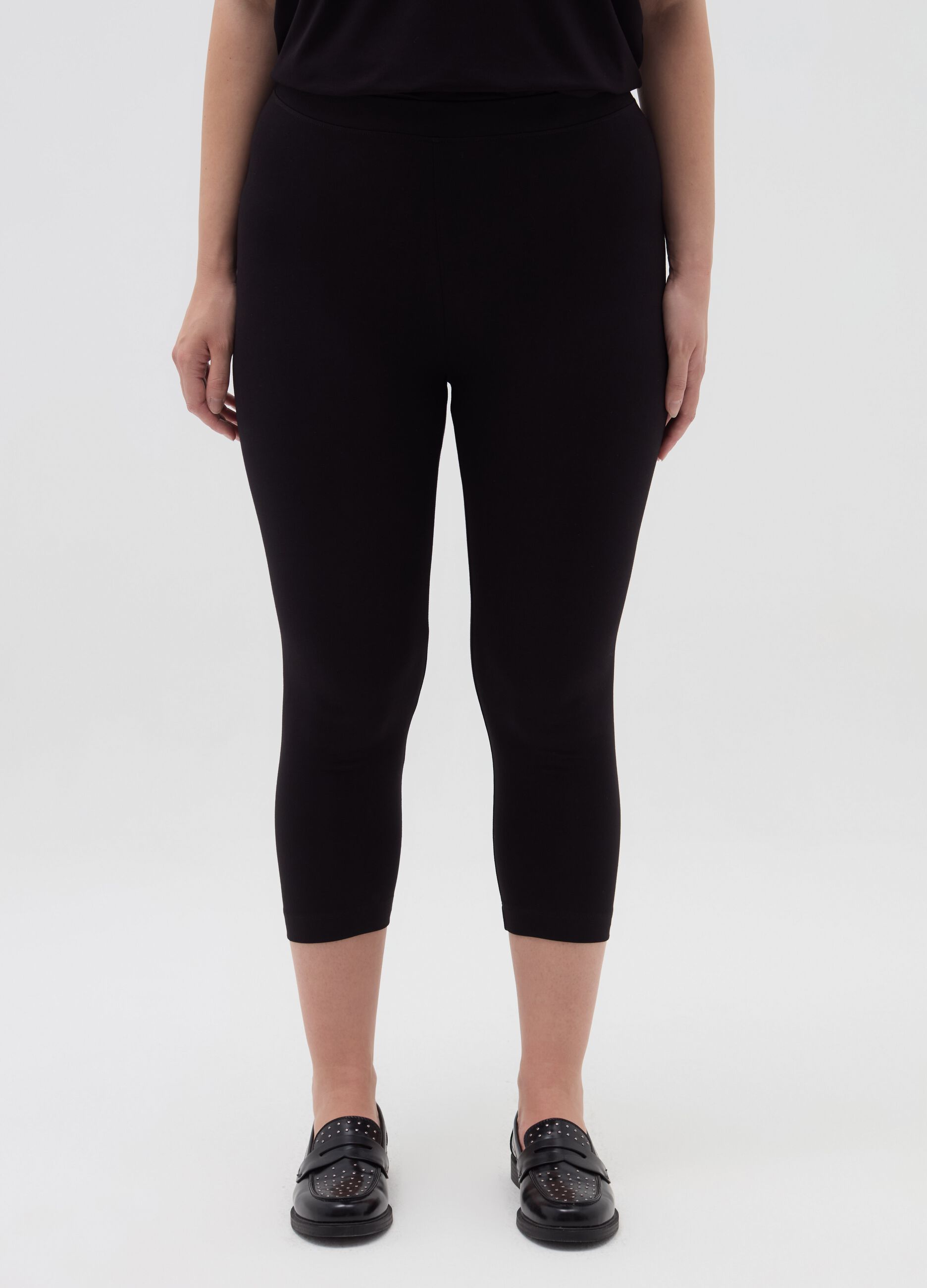 Curvy crop leggings in stretch cotton