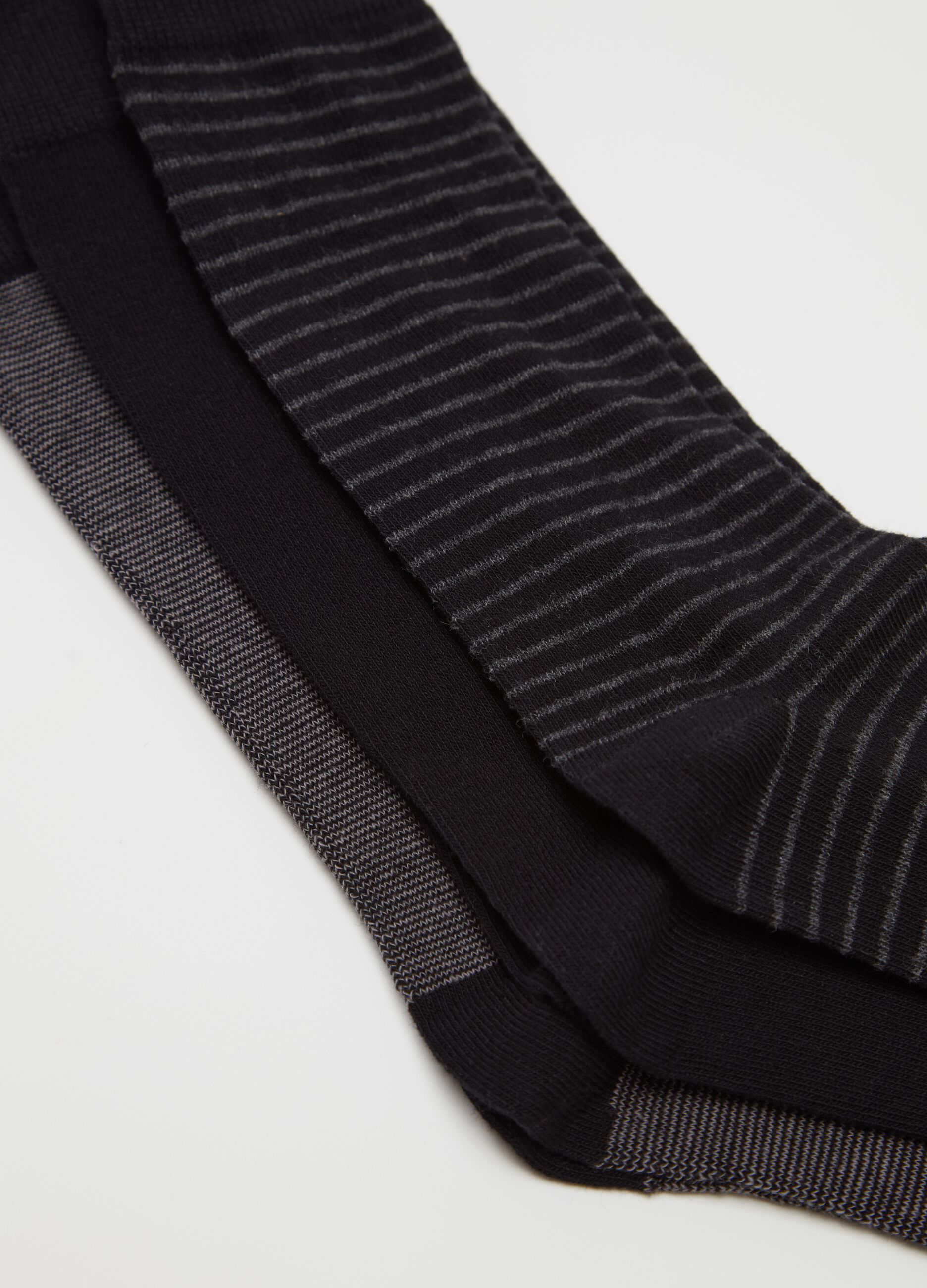 Five-pair pack short socks with striped pattern