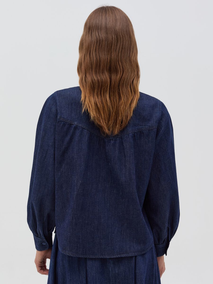 Denim shirt with puff sleeves_2