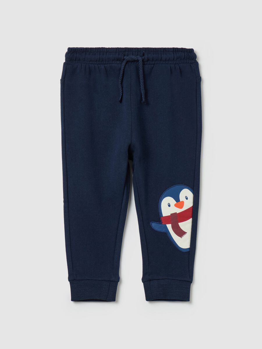 Joggers con coulisse e patch pinguino_0