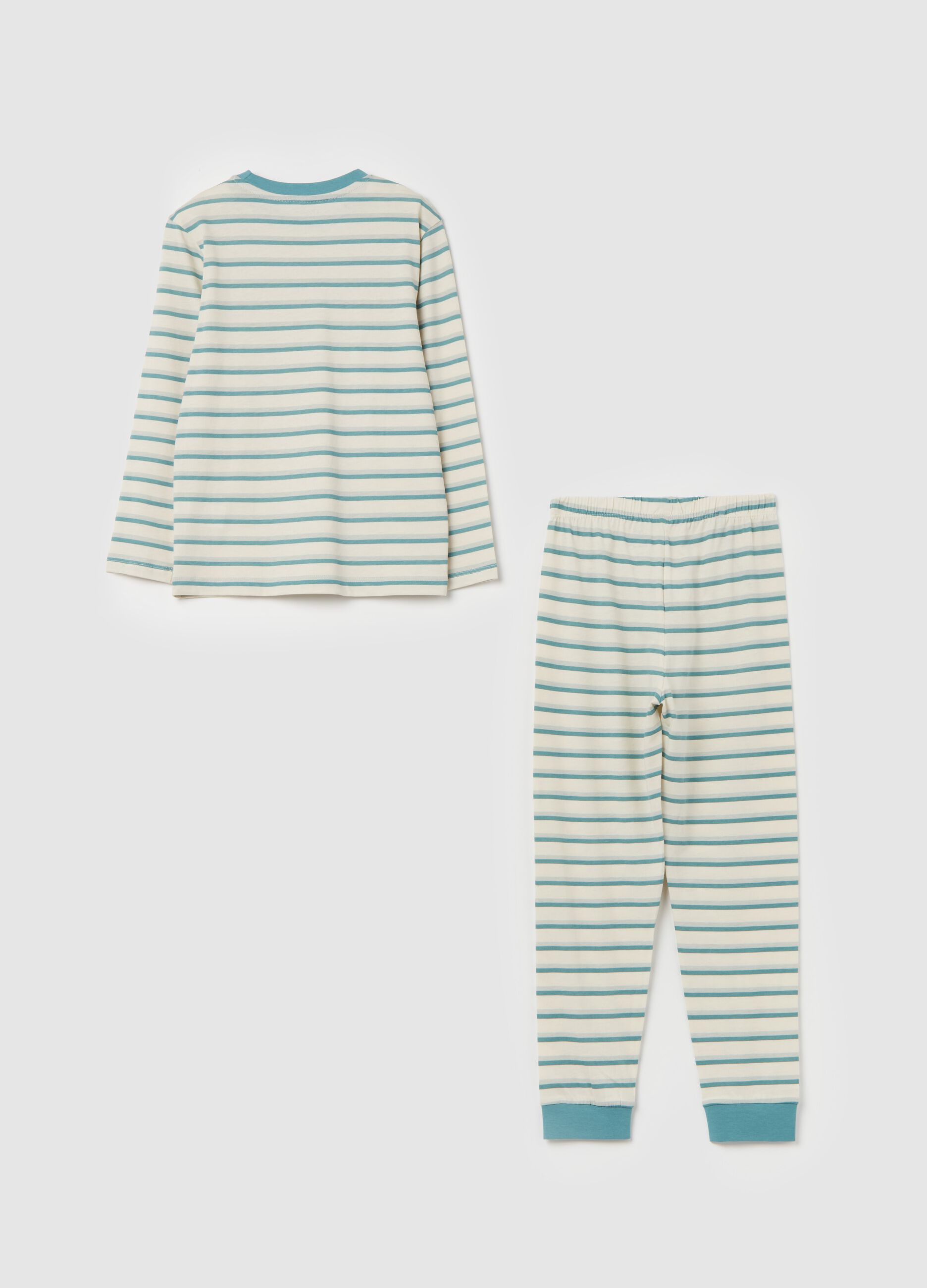 Striped organic cotton pyjamas with print