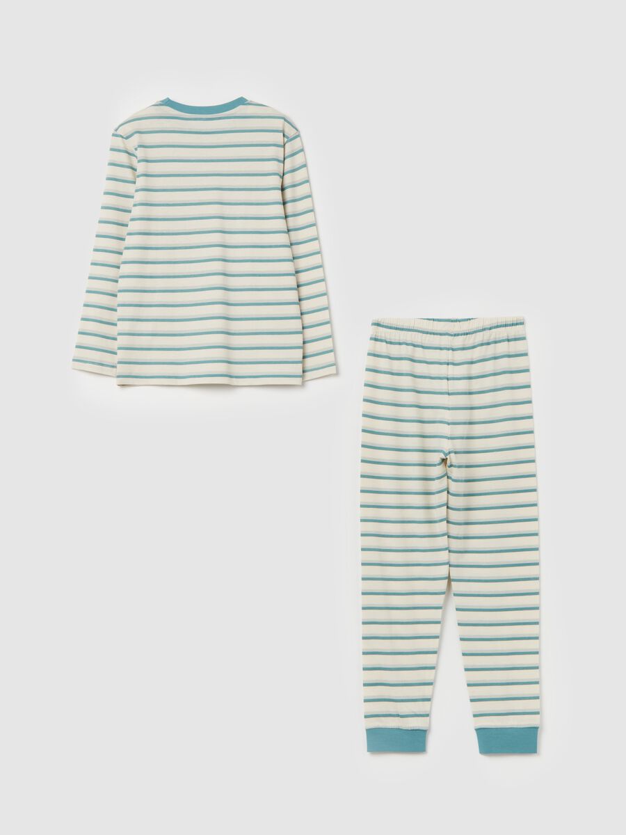 Striped organic cotton pyjamas with print_1