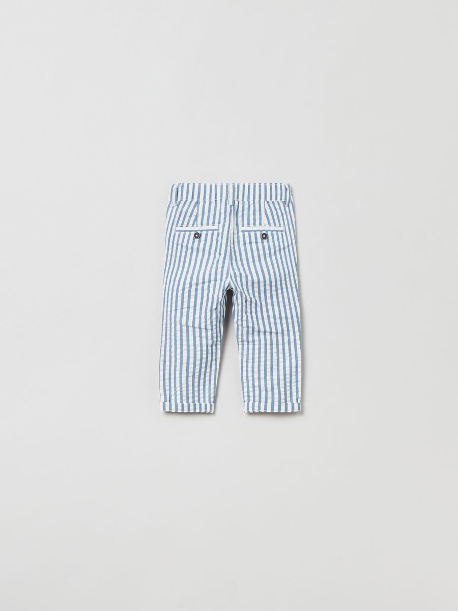 Pantaloni in cotone a righe tinto filo_1