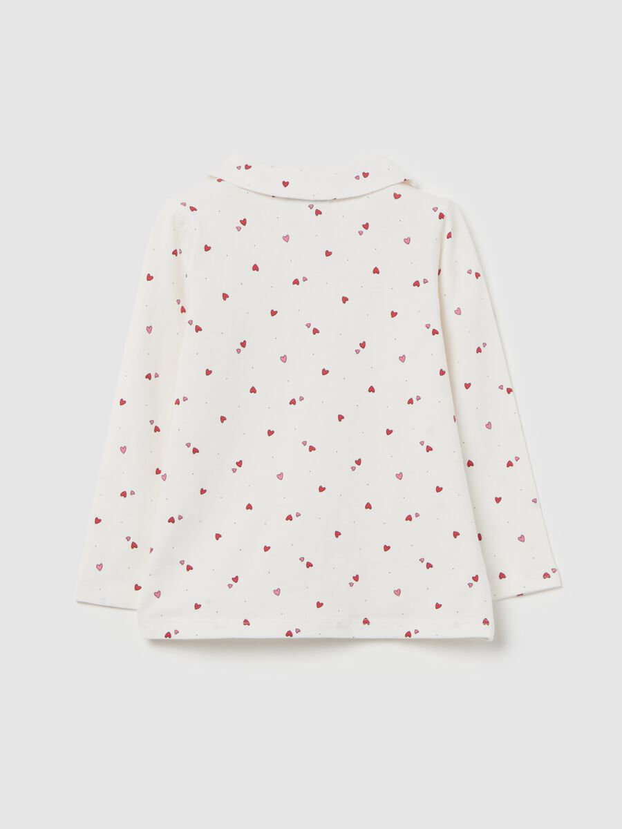 Long-sleeved polo shirt with small hearts print_1