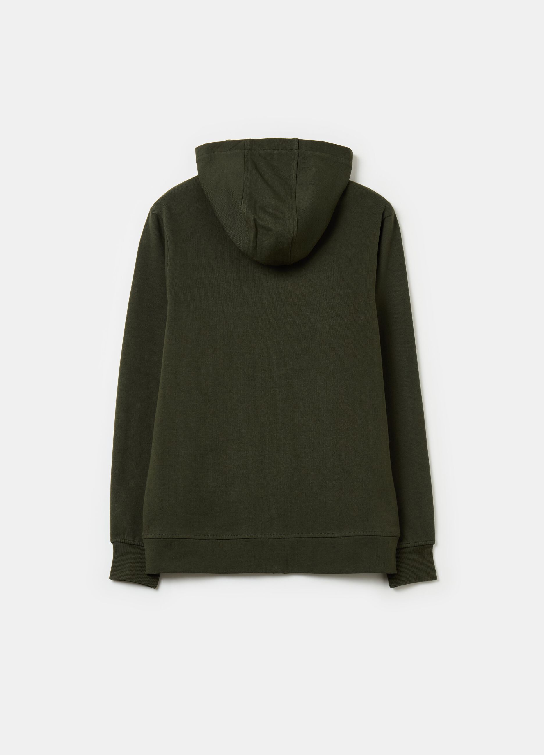 Solid colour full-zip sweatshirt with hood