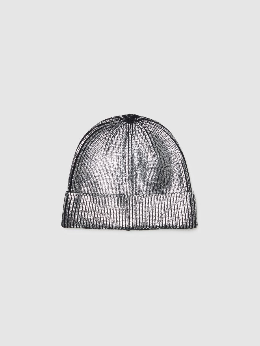 Shiny-effect knit hat_0