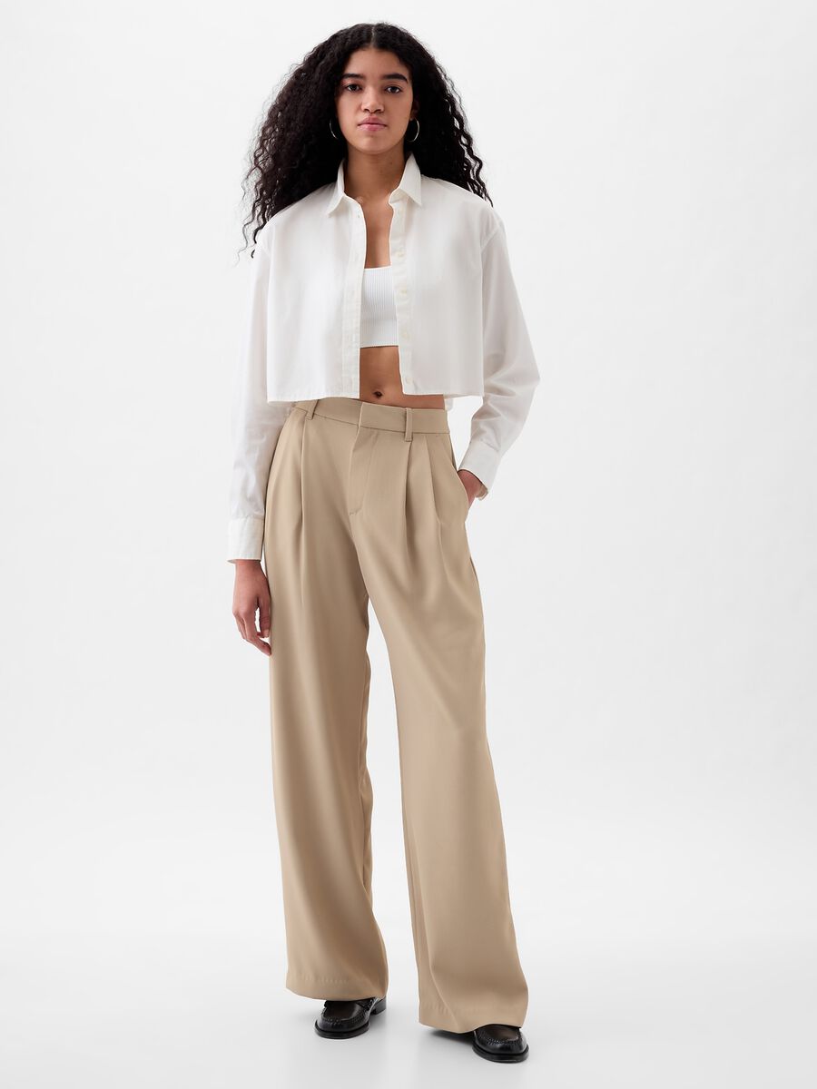 Wide-leg trousers with high waist and darts_0