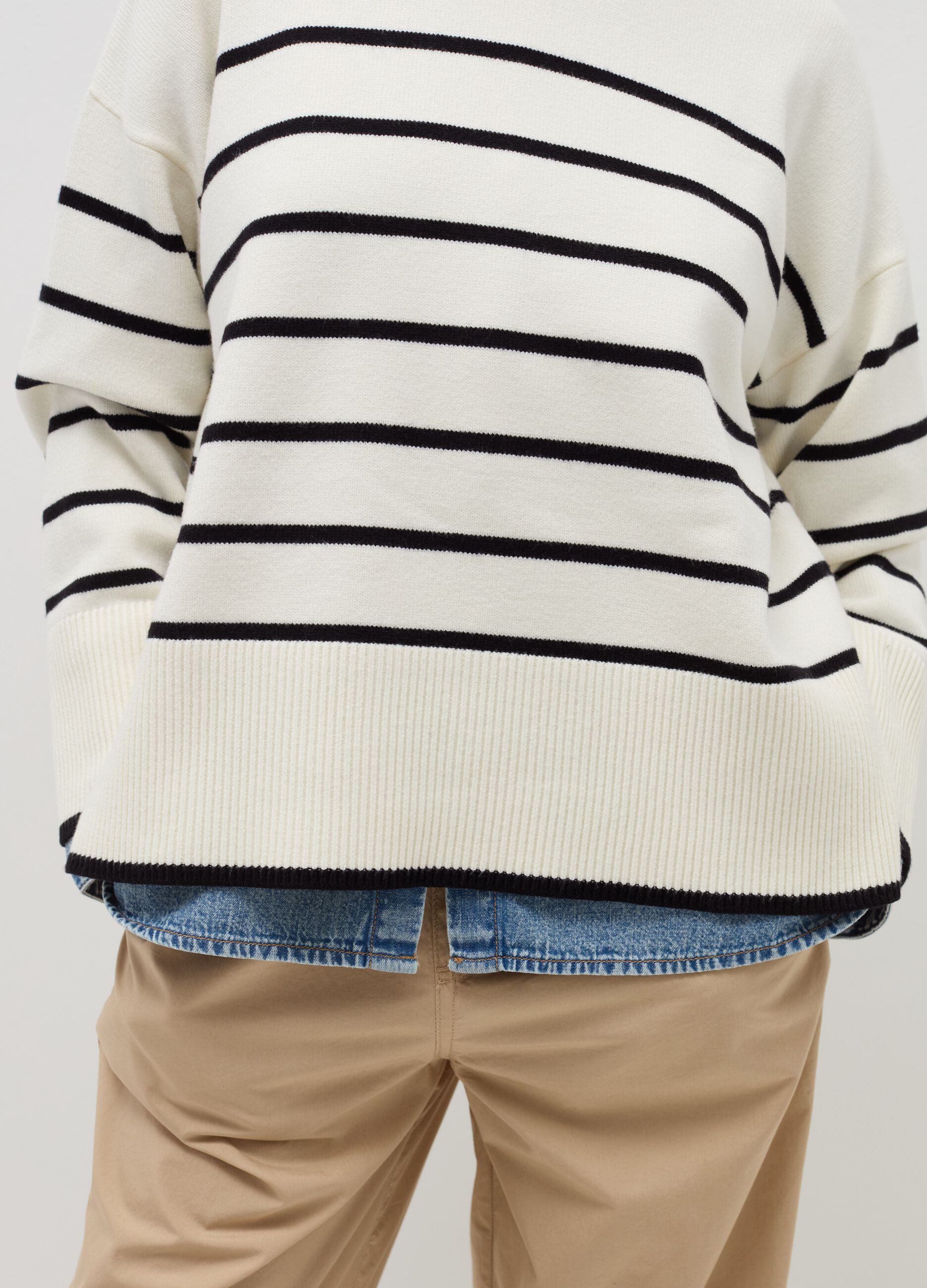 Striped pullover with slits