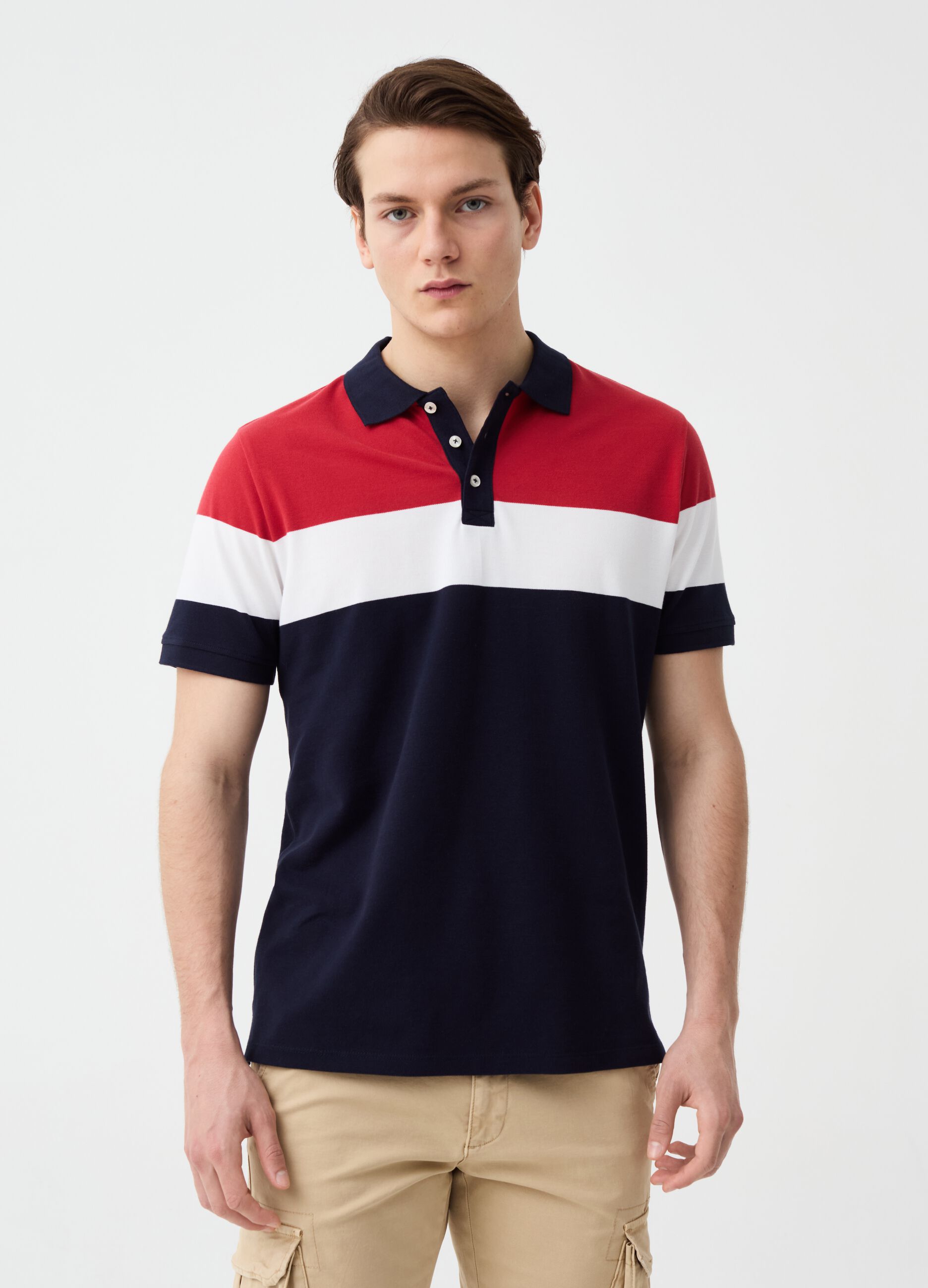 Ovs Polo in piquet color-block