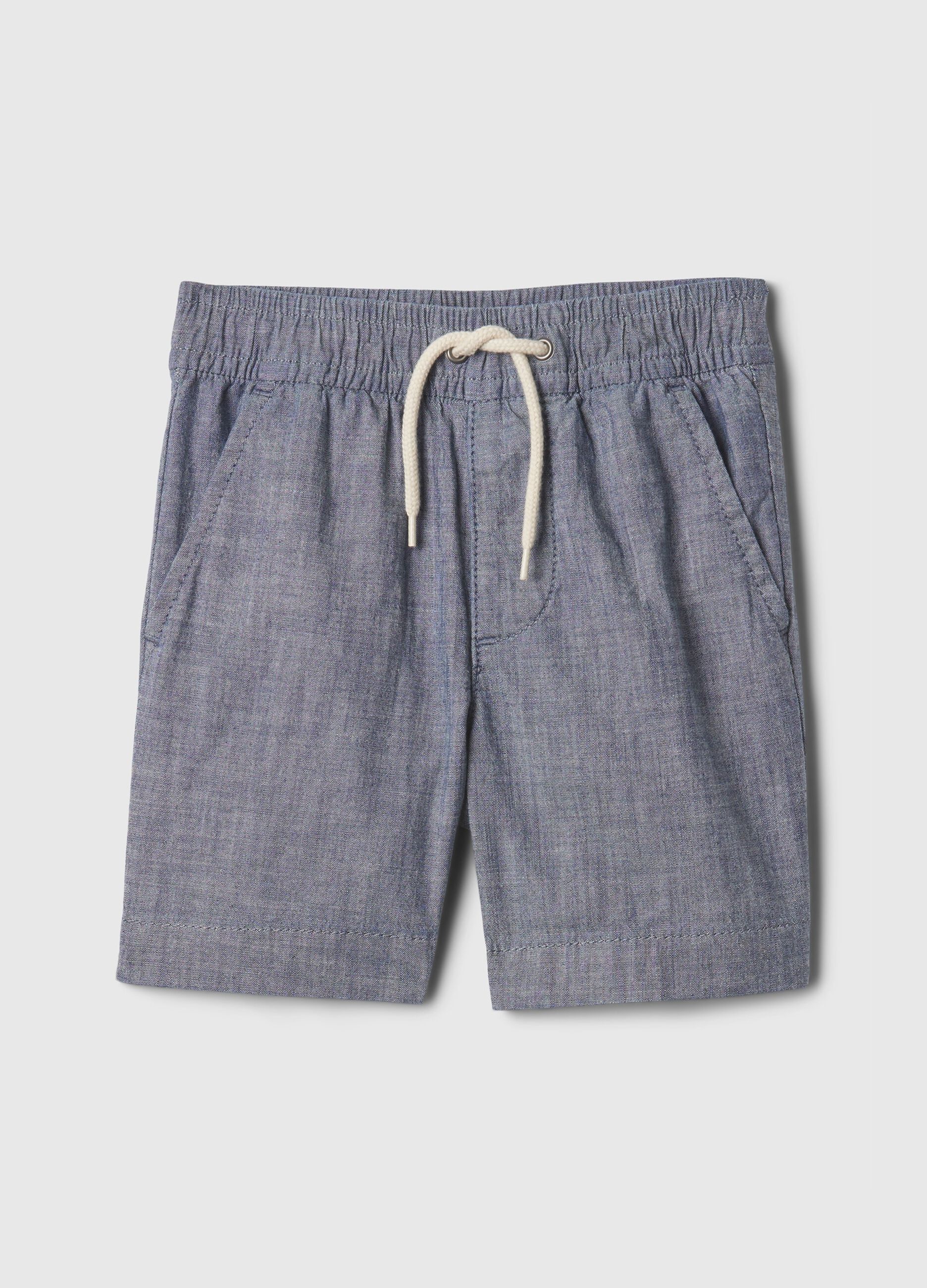 Canvas Bermuda shorts with drawstring