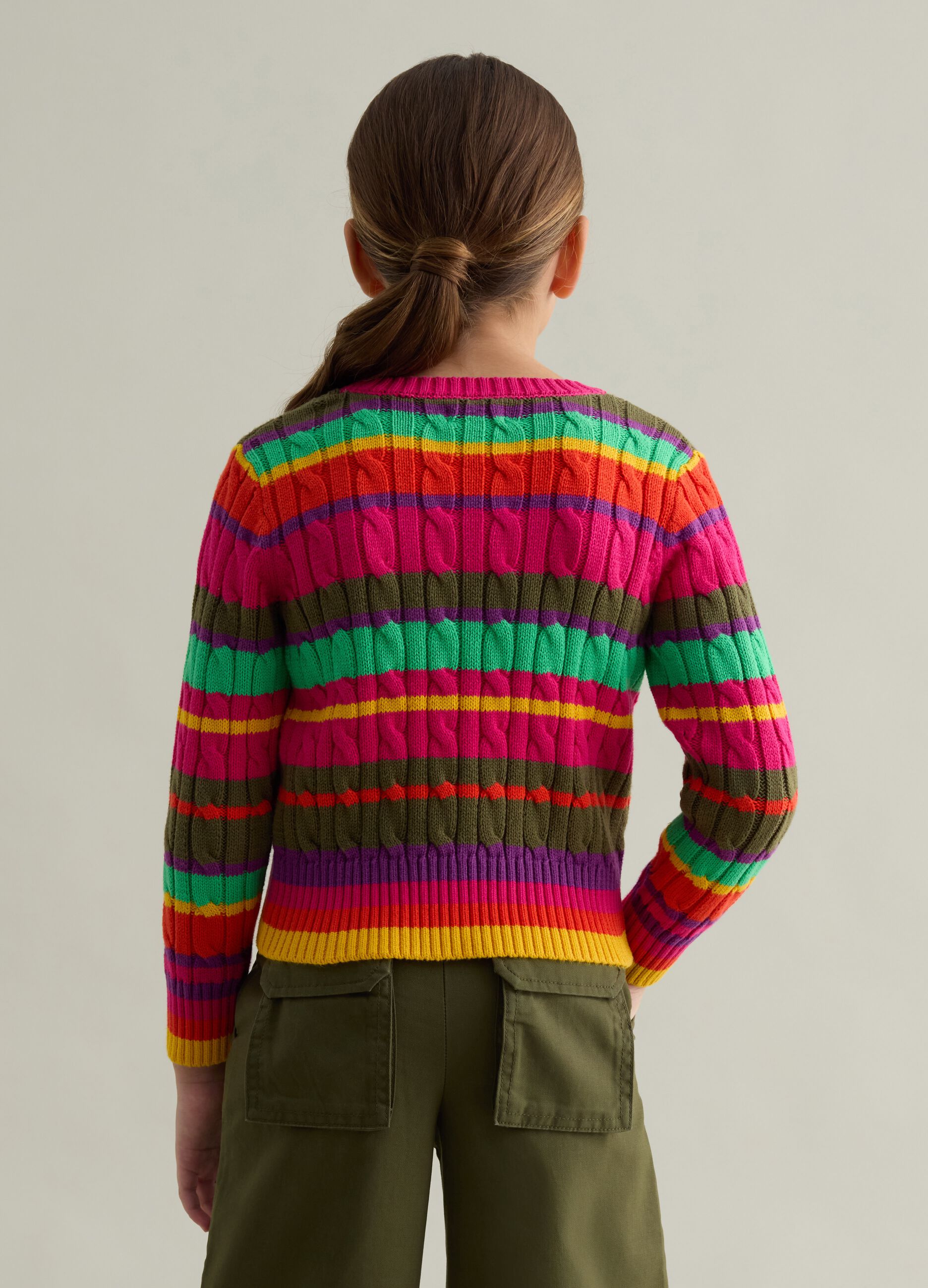 Pullover in cotone con fantasia a righe