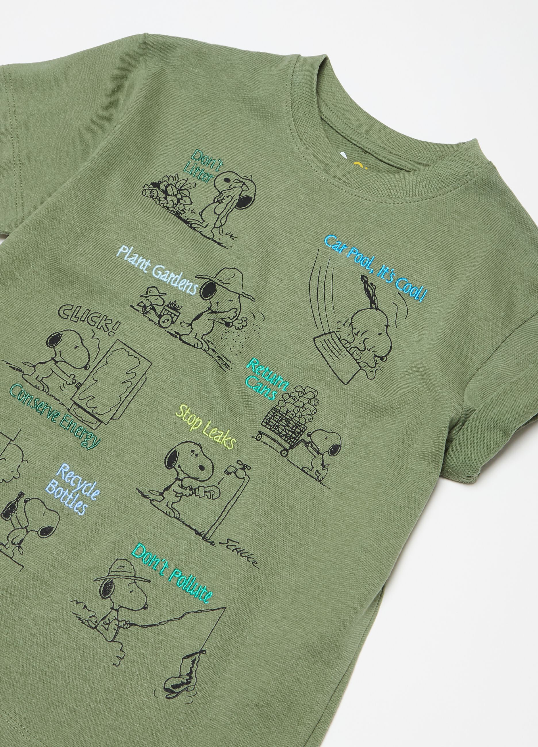 T-shirt in cotone bio con stampa Snoopy