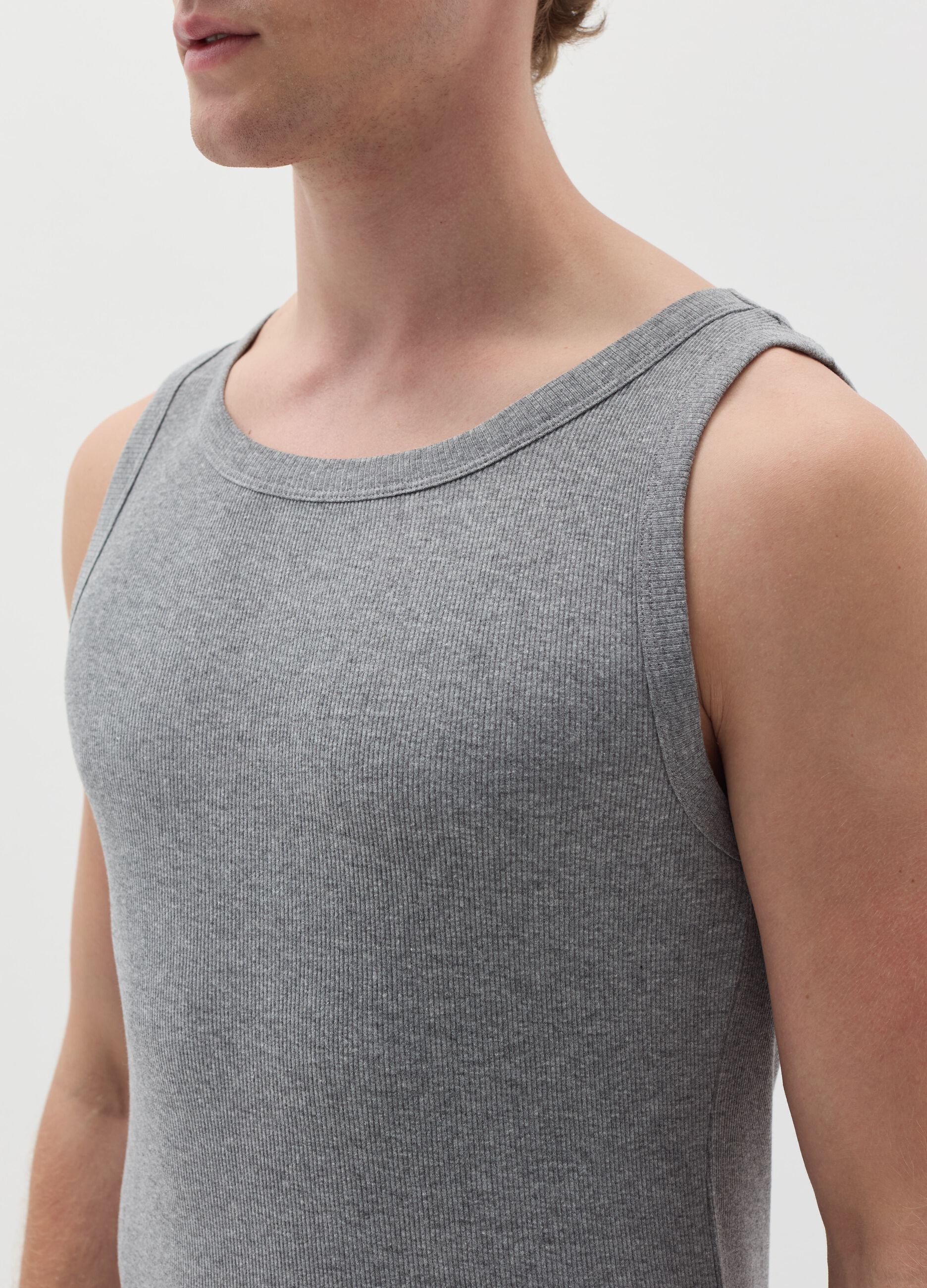 Thin rib racerback vest in organic cotton