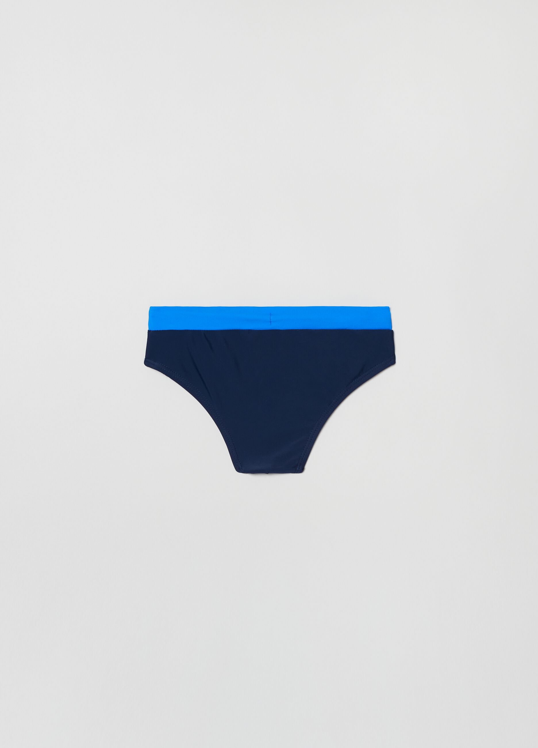 Two-tone swim briefs with drawstring