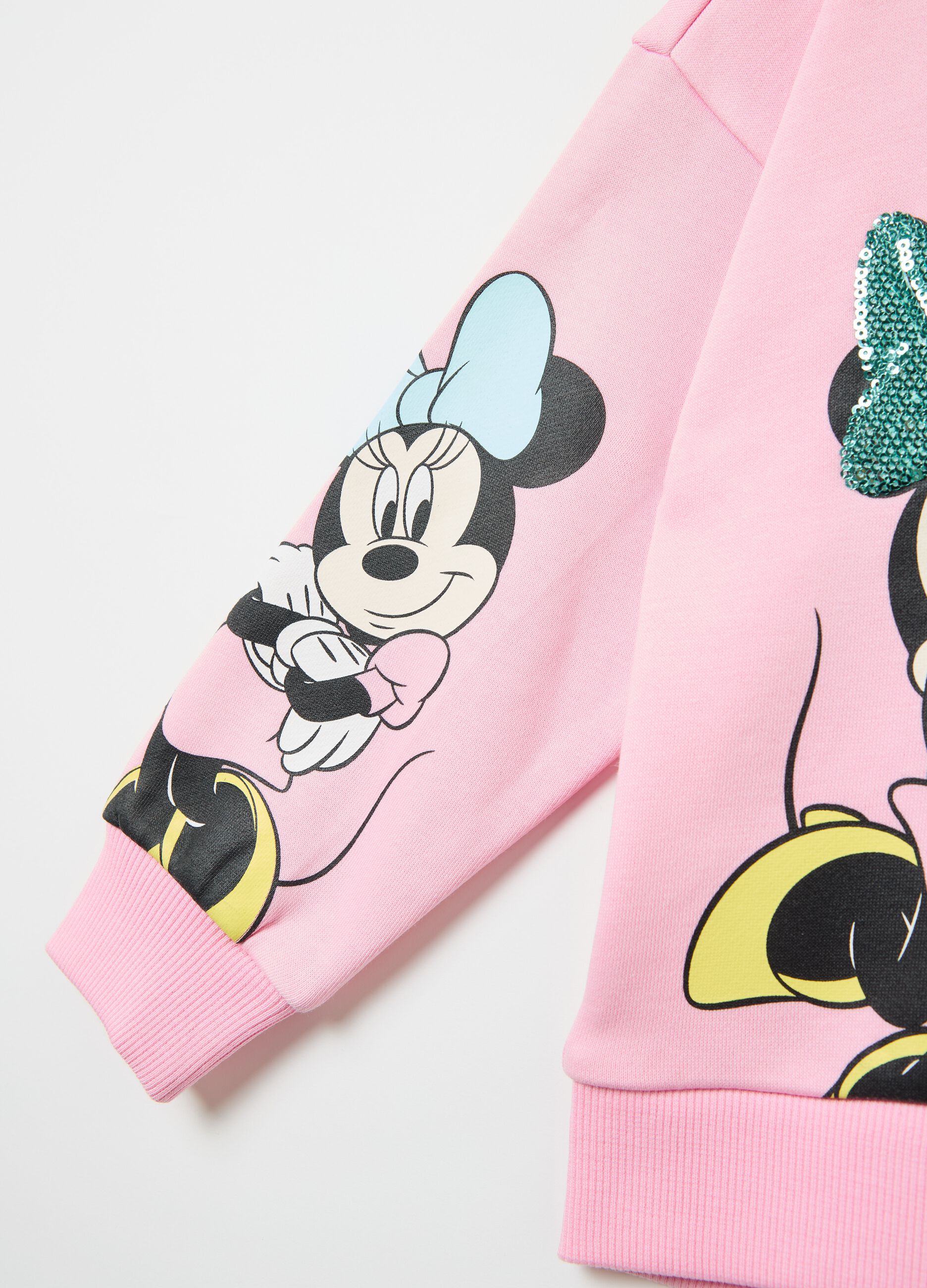 Felpa over stampa Minnie con paillettes