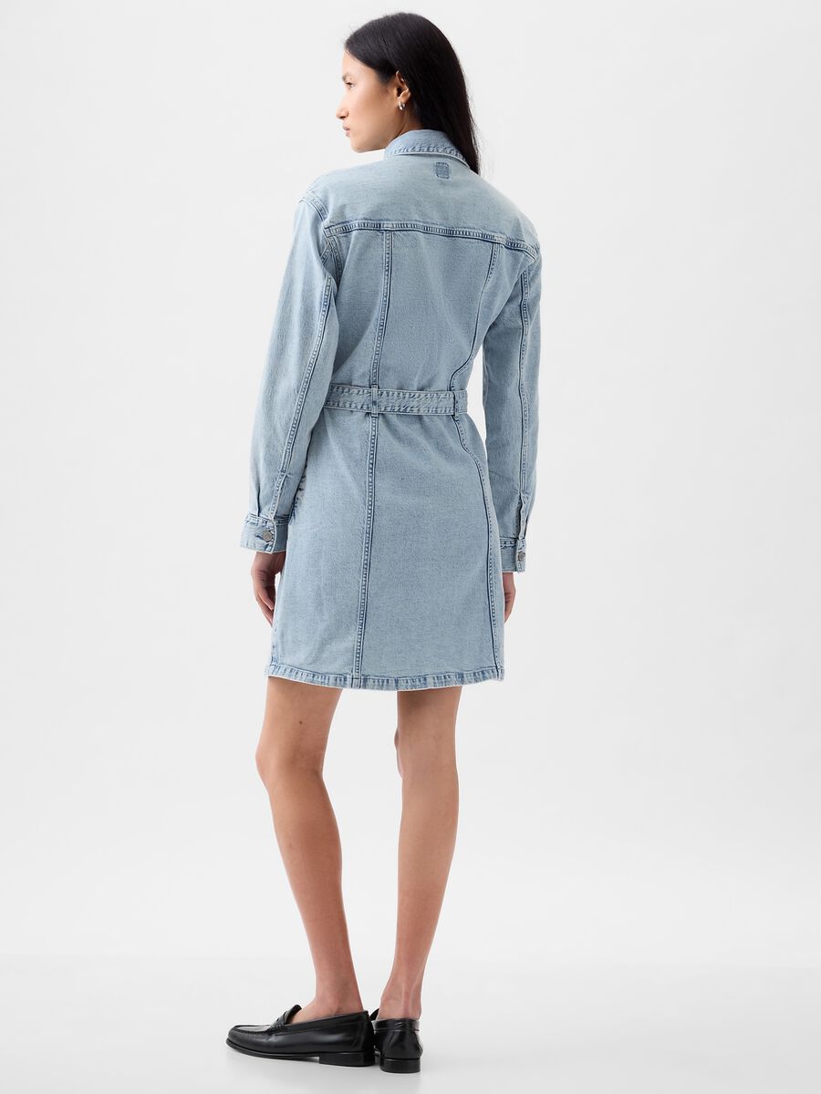 Short shirt dress in denim with belt_1