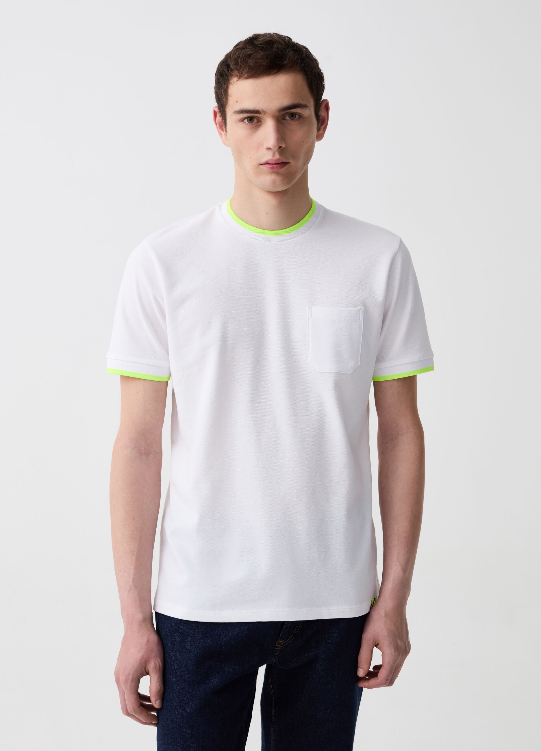 Ovs T-shirt in piquet con dettagli fluo