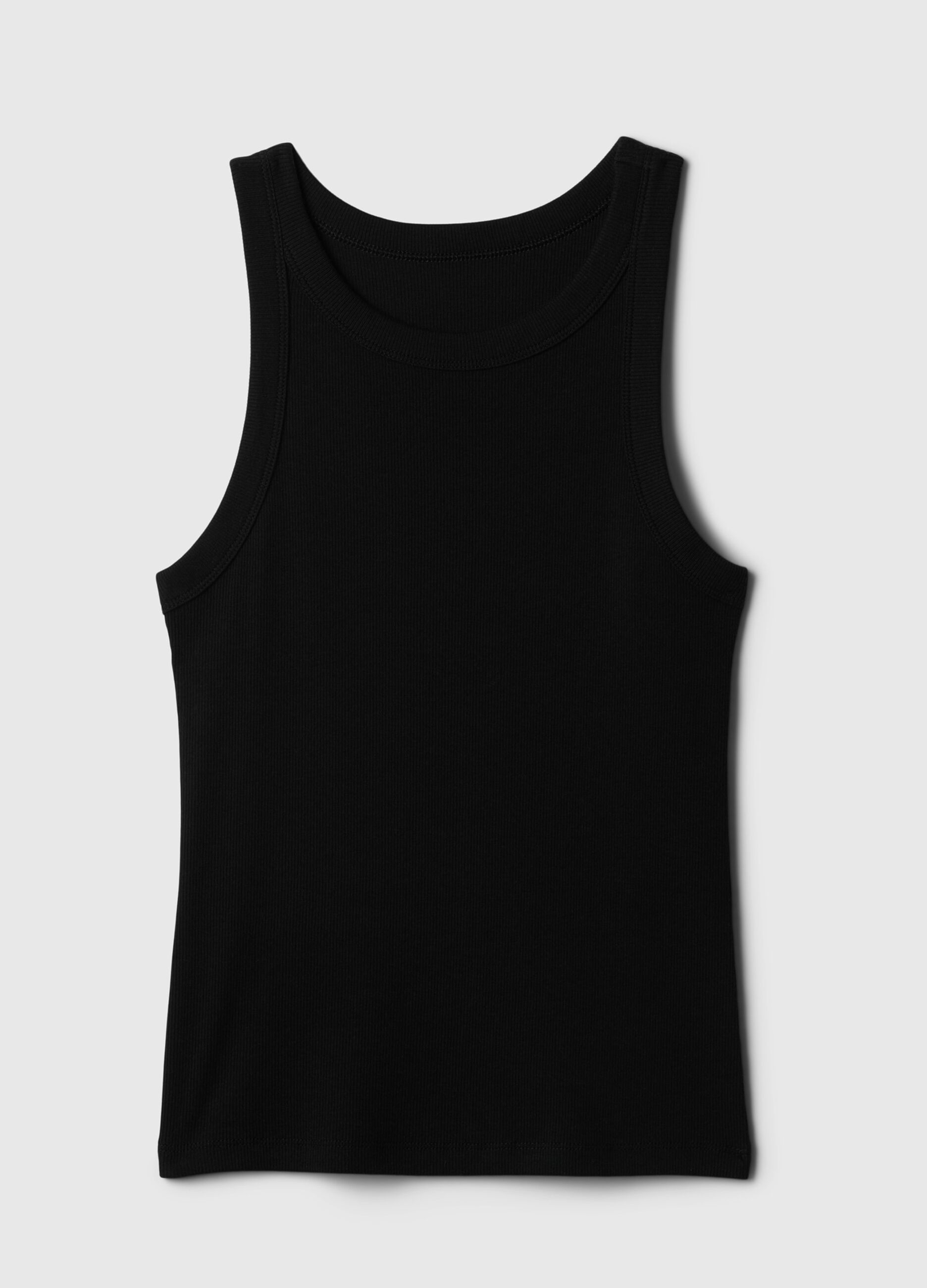 Ribbed tank top with halter neck