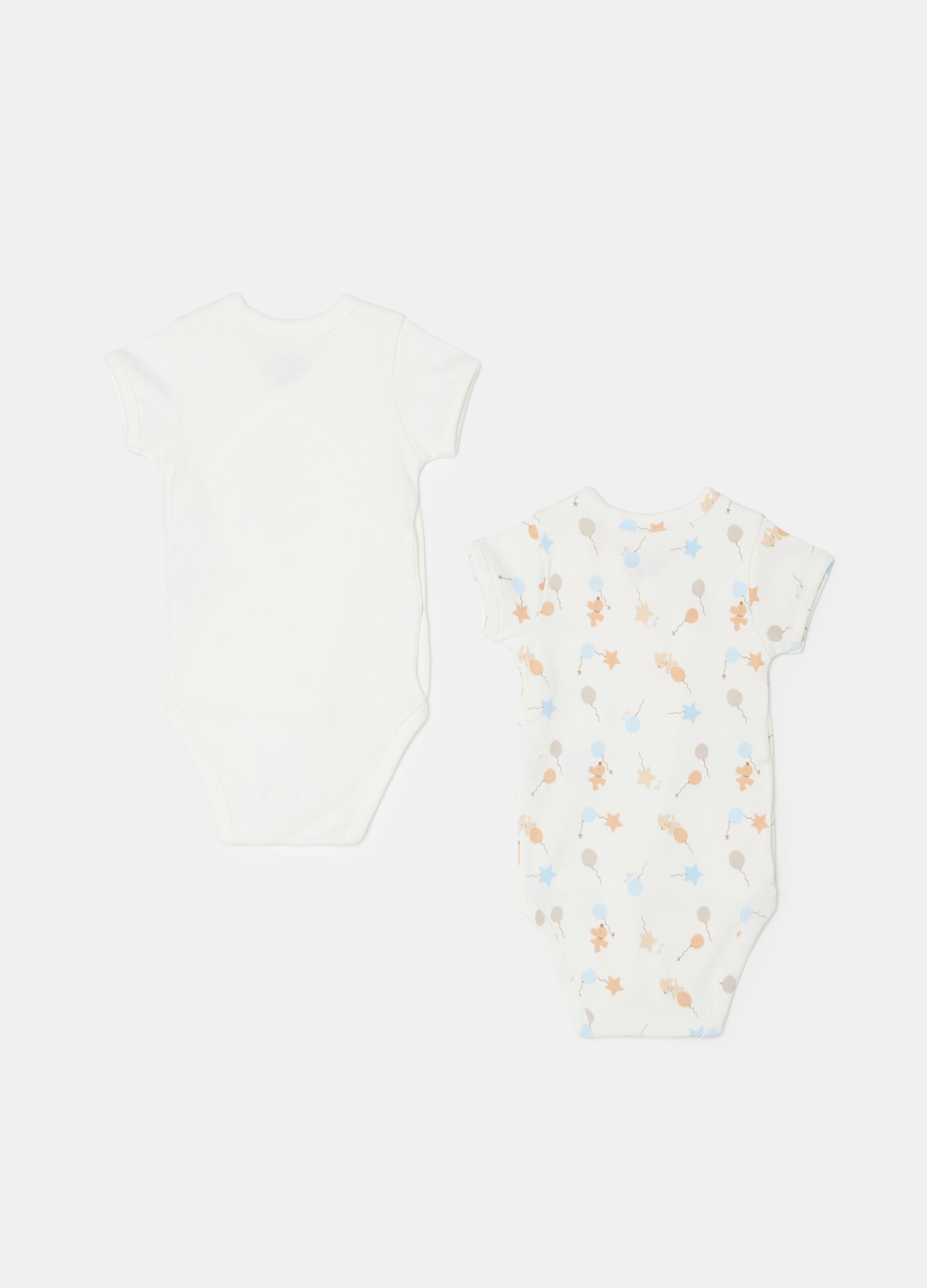 Two-pack organic cotton bodysuits with print