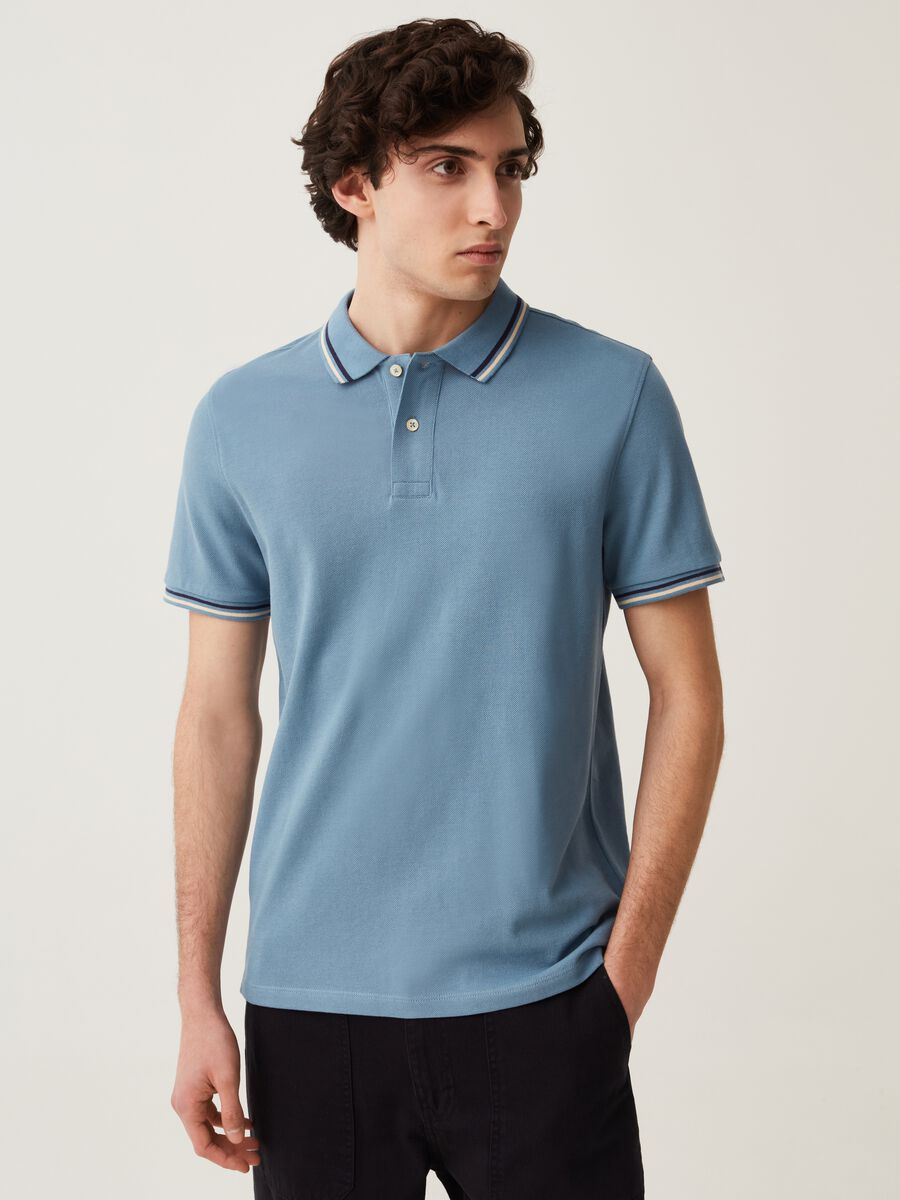 Grand&Hills polo shirt in pique with striped trim_0