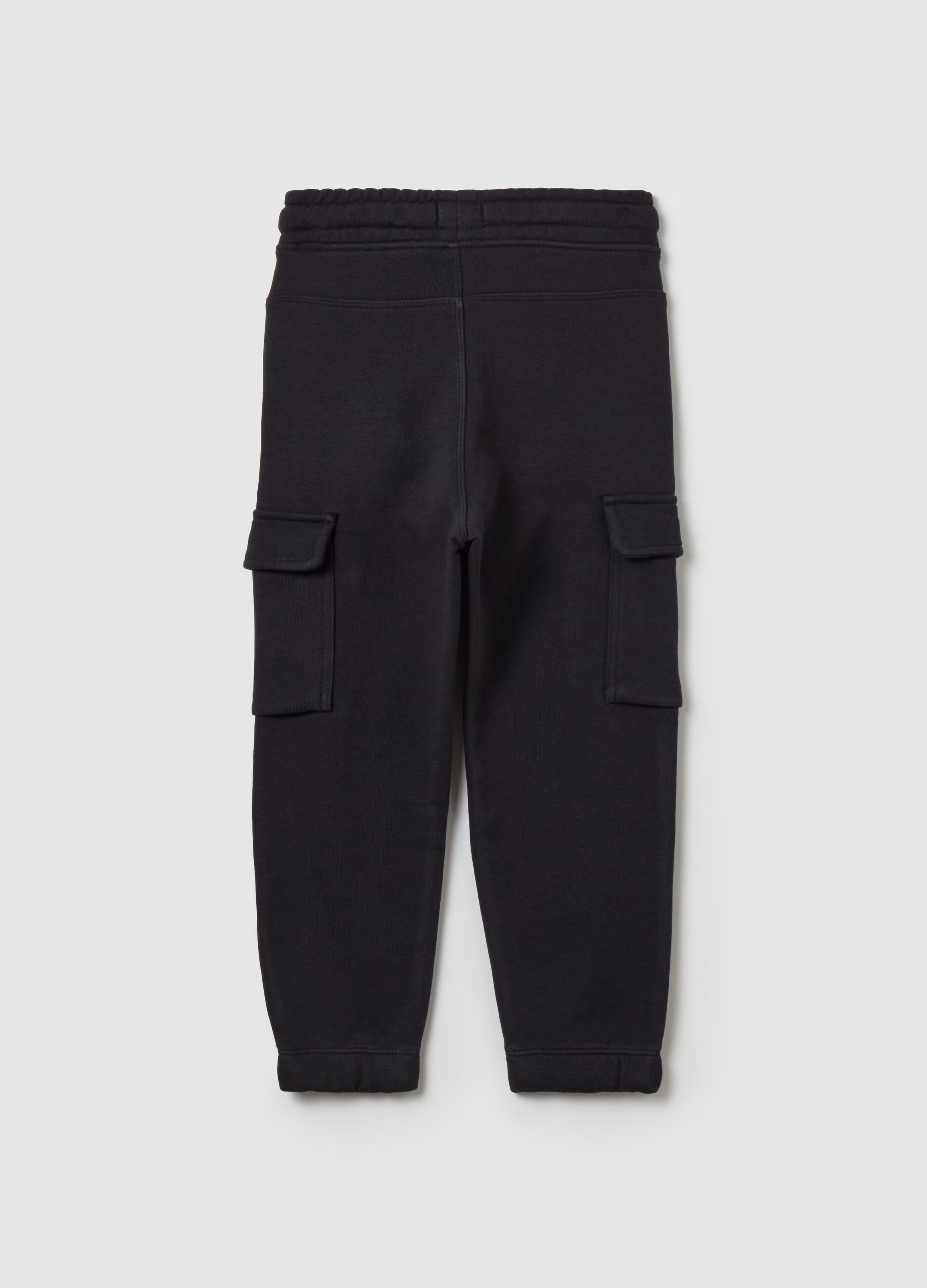 Cargo joggers in fleece with drawstring