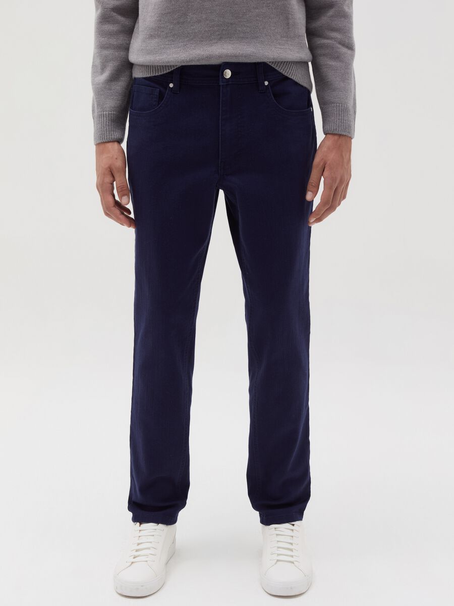 Stretch twill trousers with five pockets_1