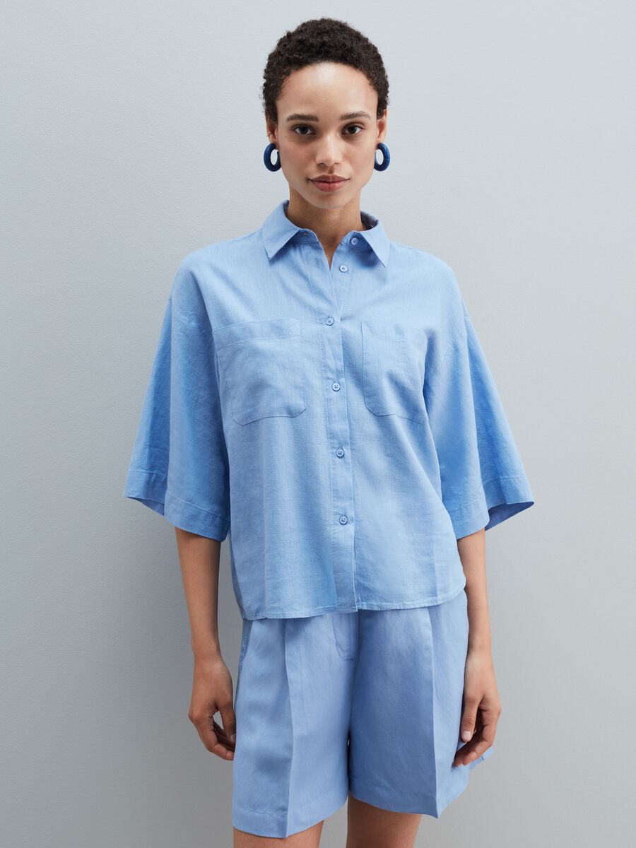 Linen and viscose shirt with pockets_0