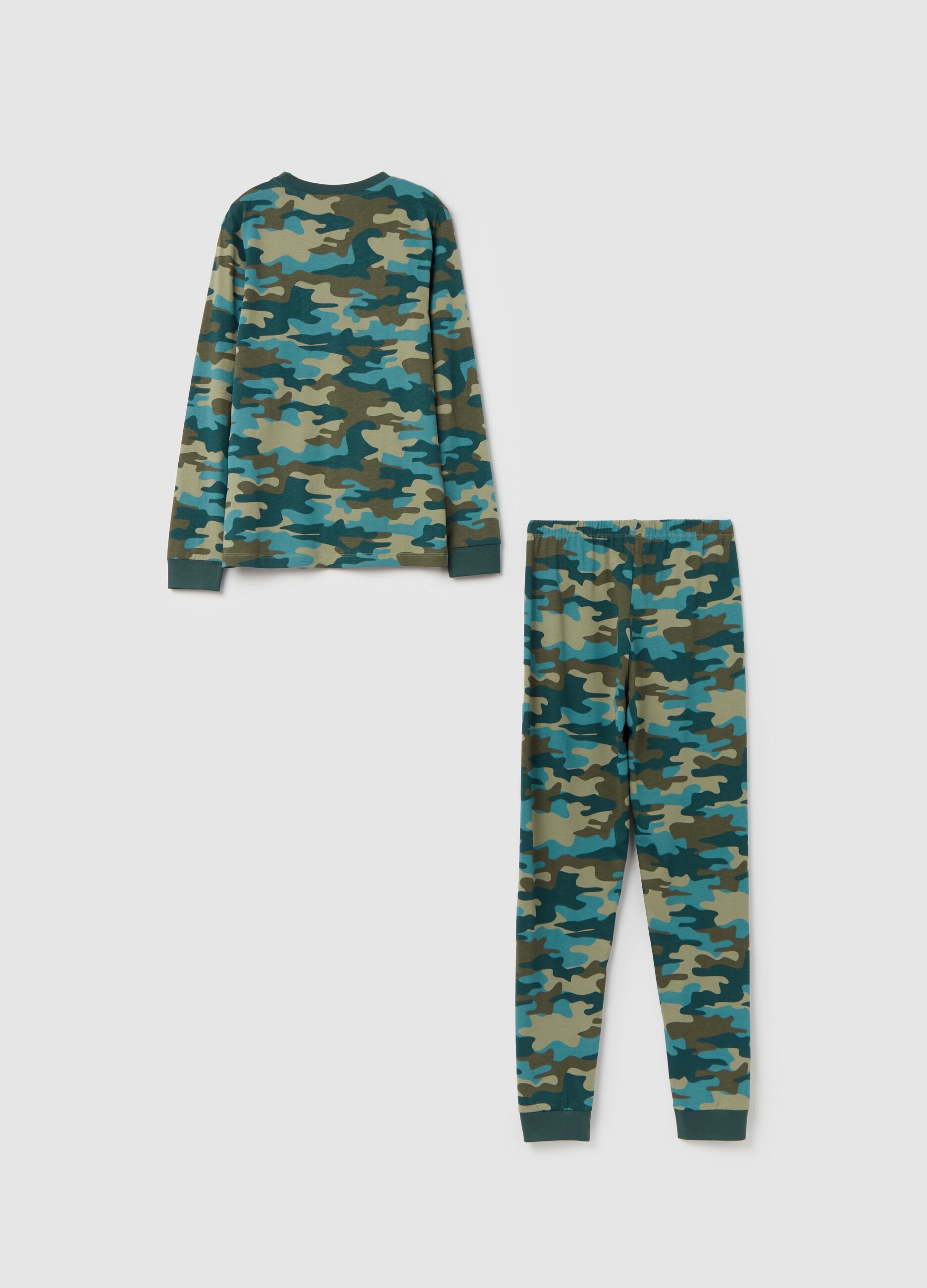 Camouflage pyjamas in organic cotton with print