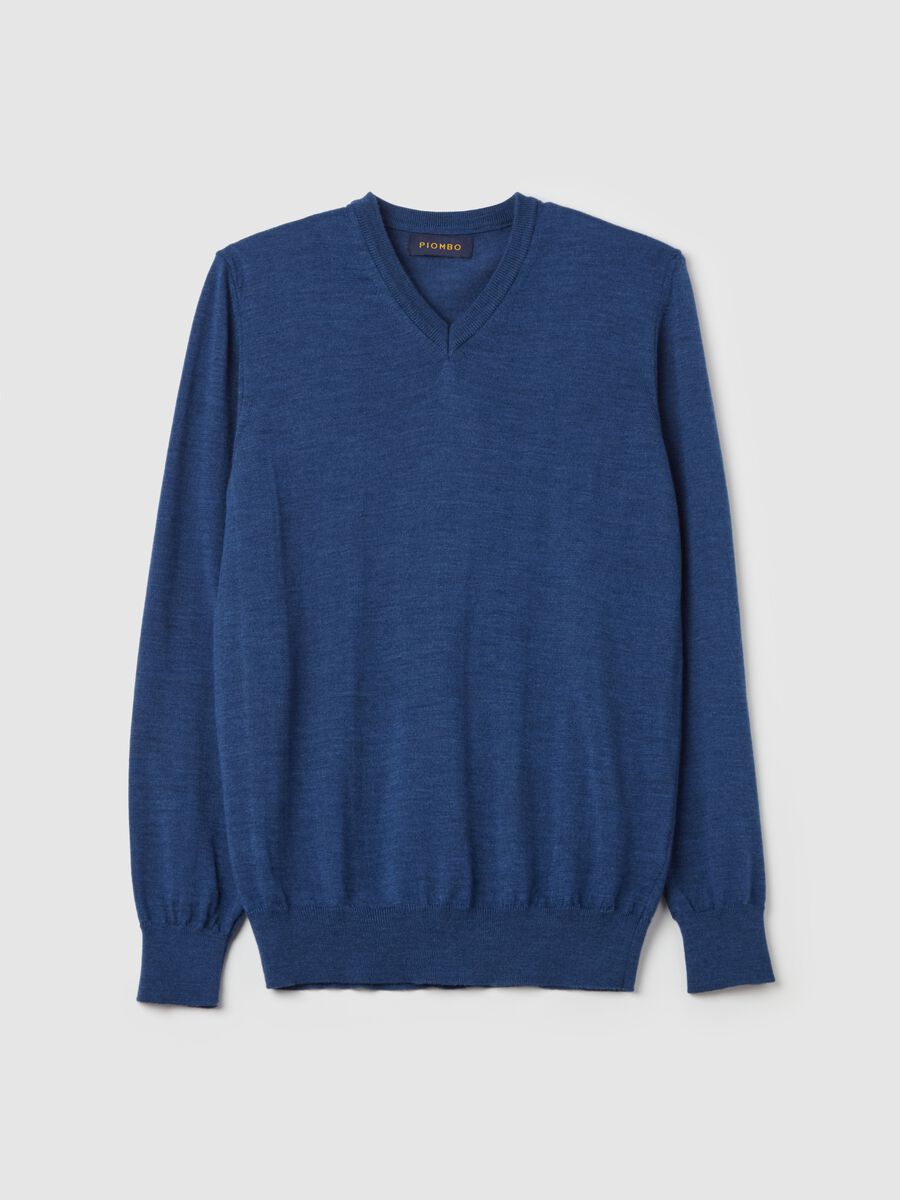 Merino wool pullover with V neck_4