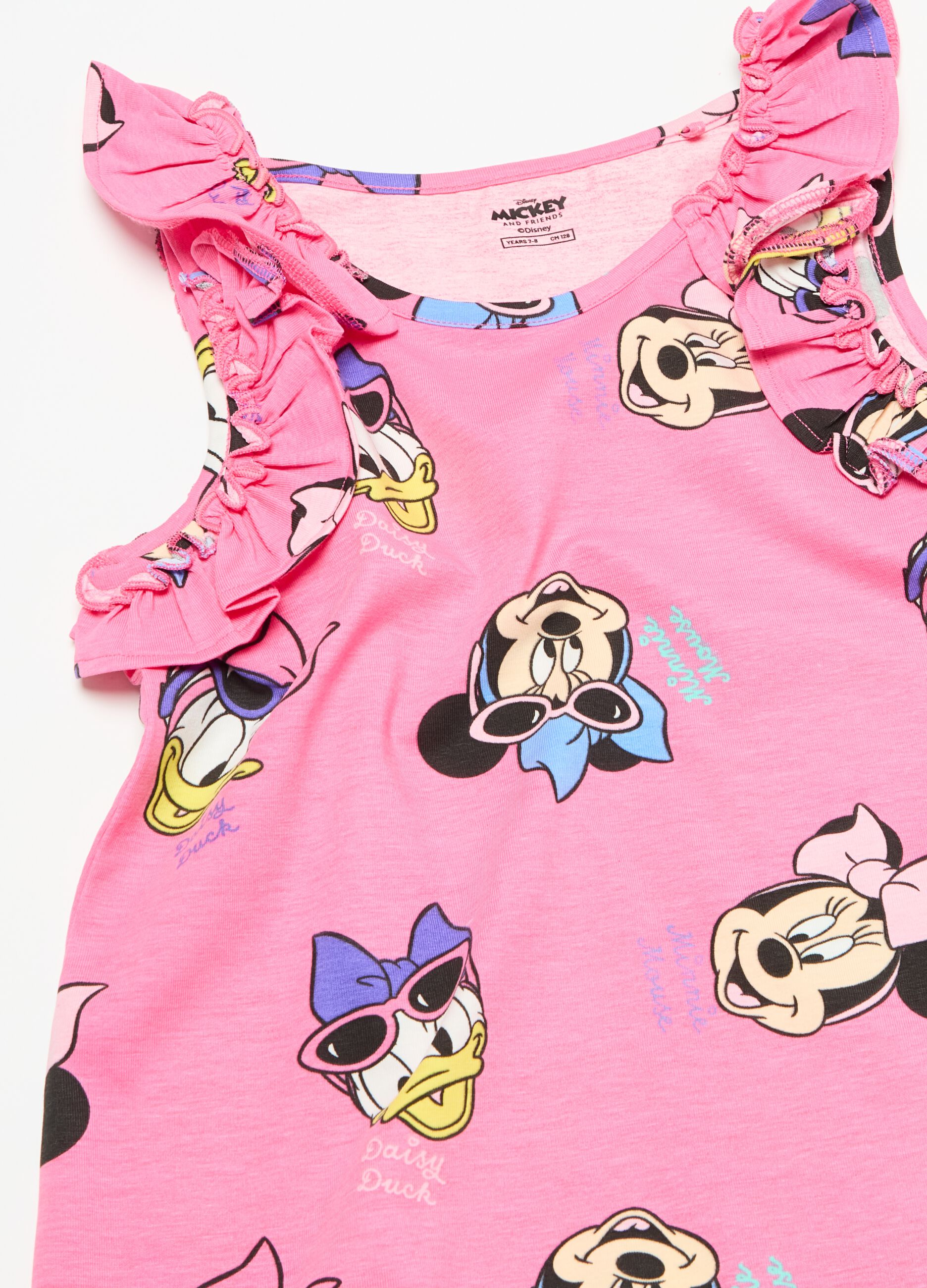 Tank top with frills and Minnie Mouse and Daisy Duck print