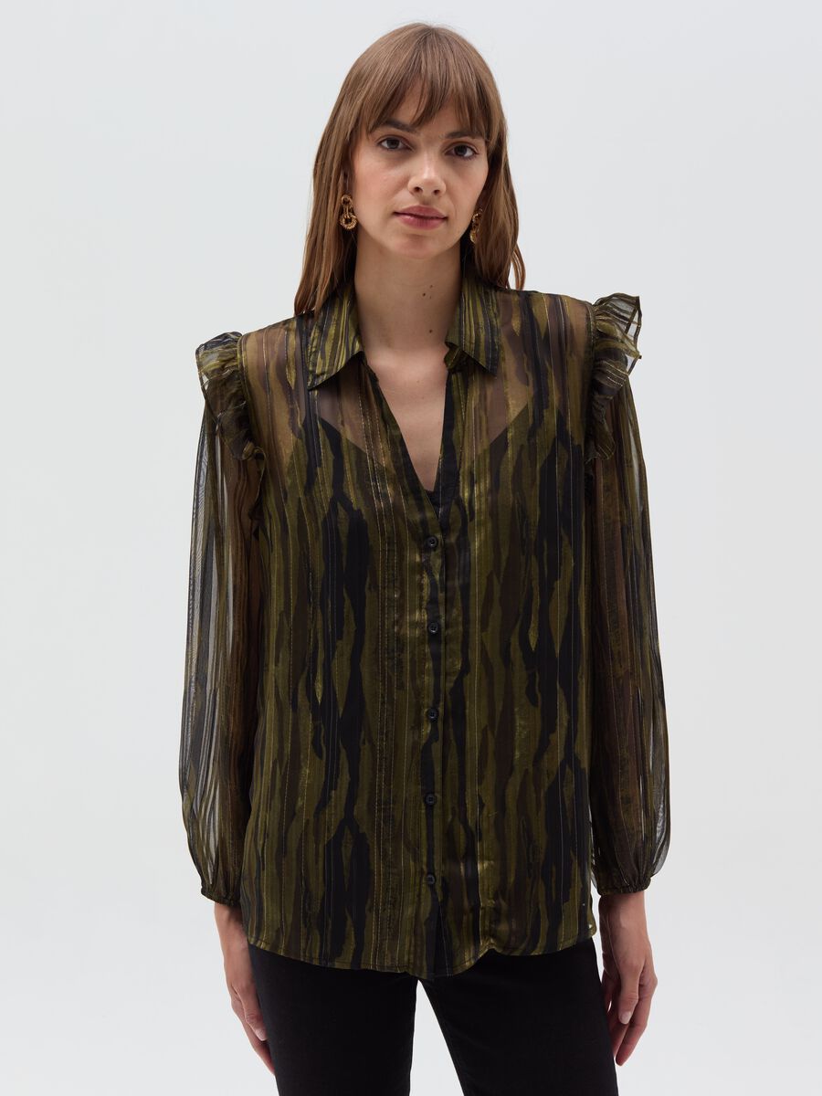 Semi-sheer camouflage blouse with lurex_1