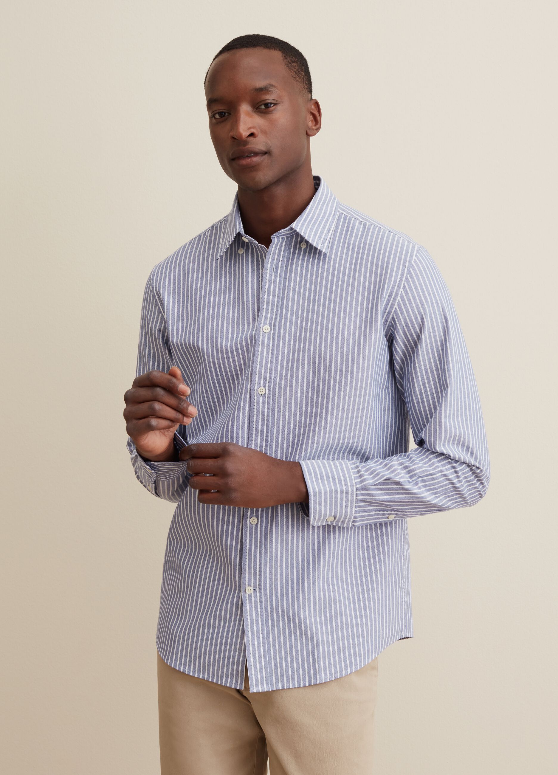 Oxford cotton shirt with striped pattern