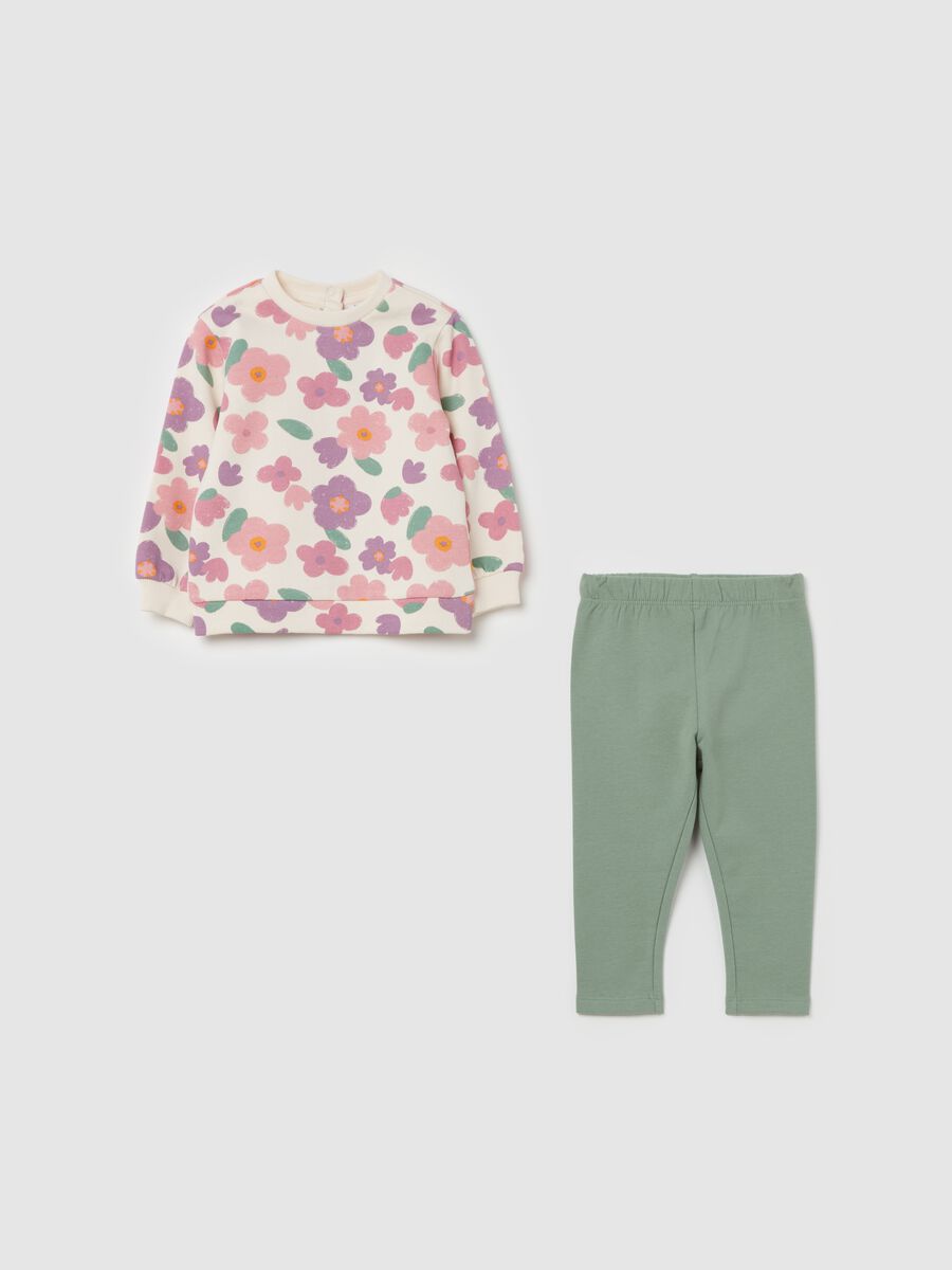 Jogging set in cotton with floral pattern_0