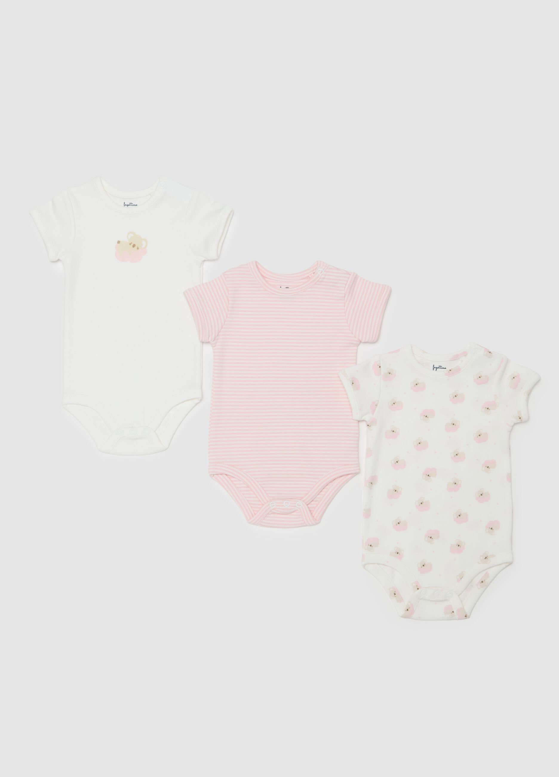 Three-pack bodysuits in organic cotton with print