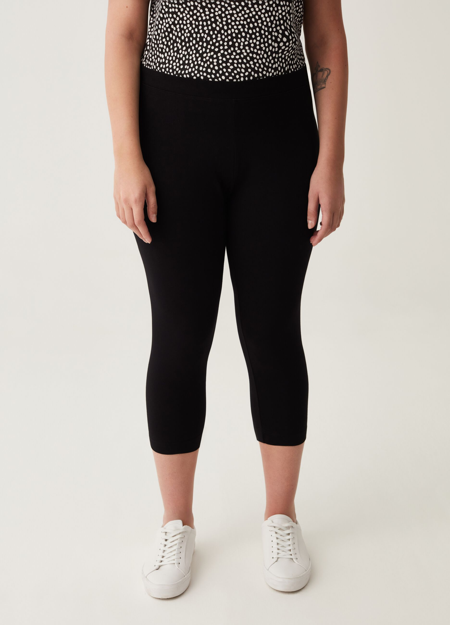 Curvy stretch cotton cropped leggings