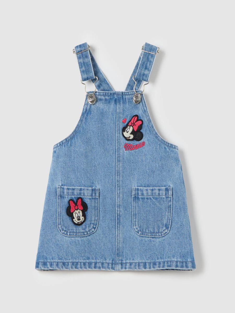 Denim pinafore with Minnie Mouse embroidery_0